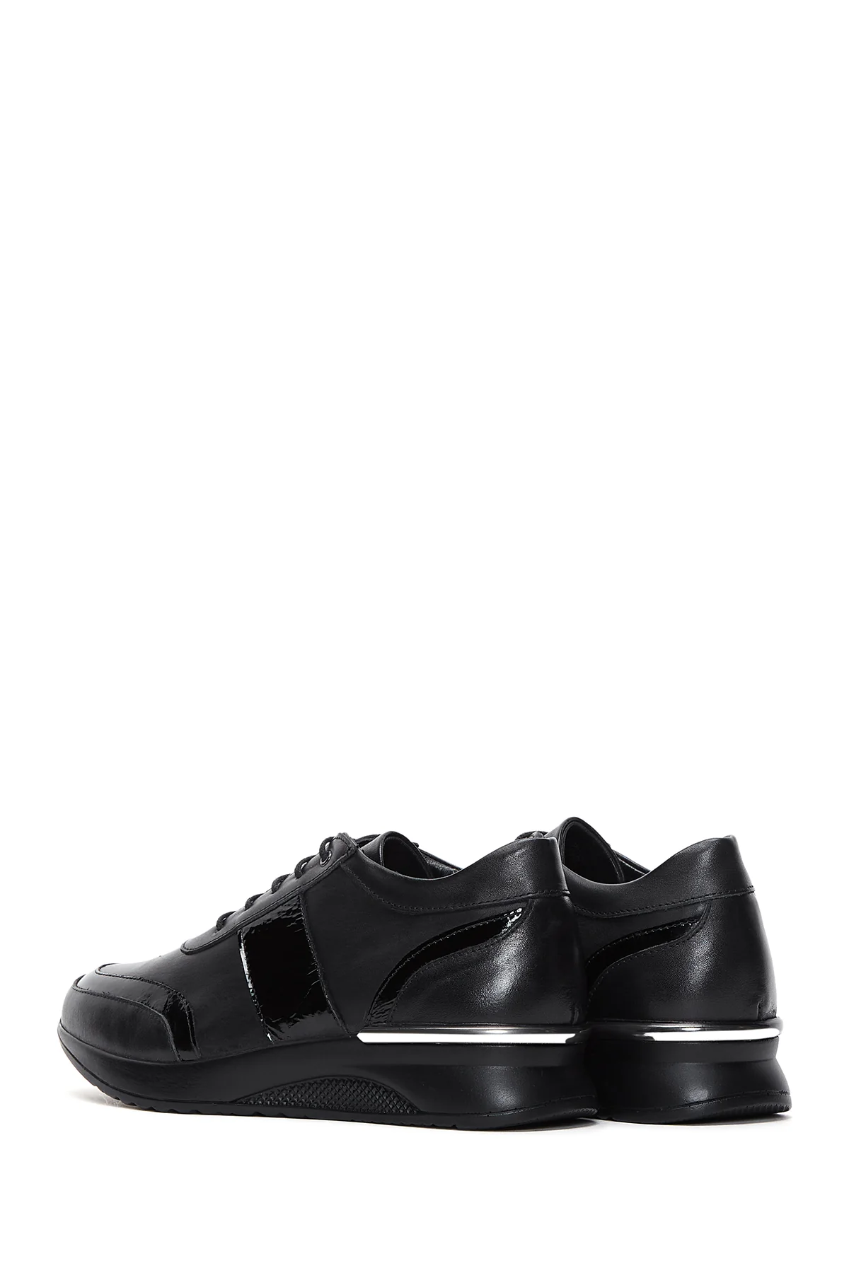 Kadın Siyah Deri Sneaker - Image 5
