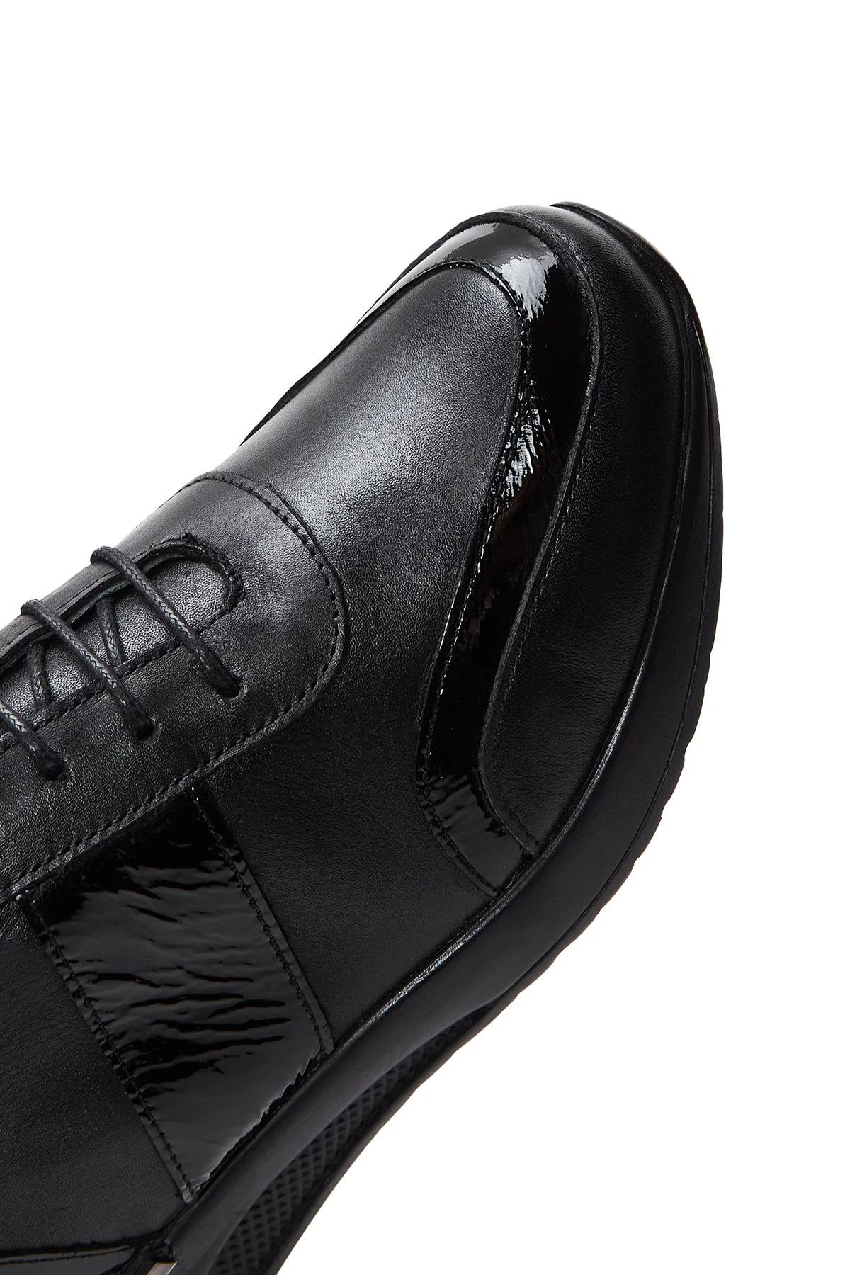 Kadın Siyah Deri Sneaker - Image 7