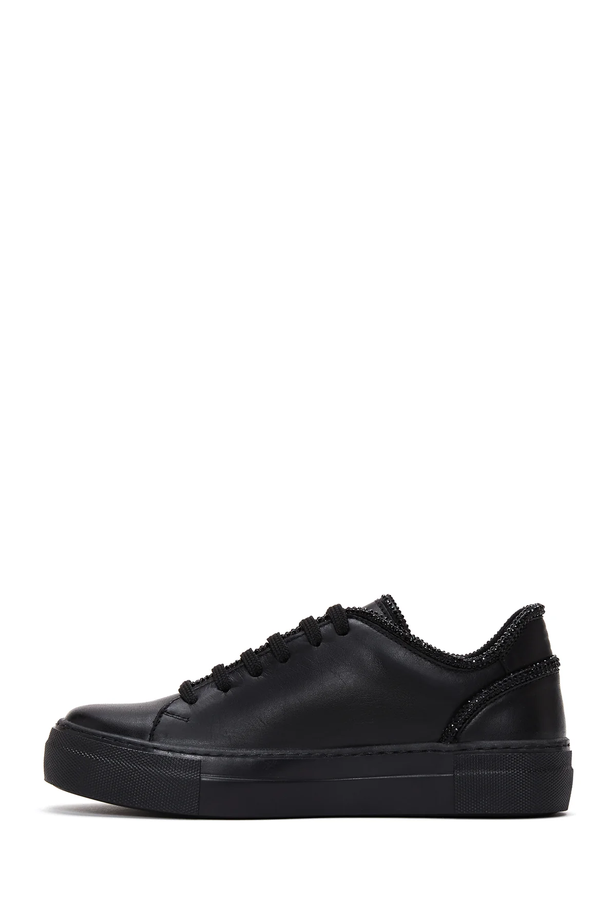 Kadın Siyah Deri Sneaker - Image 2