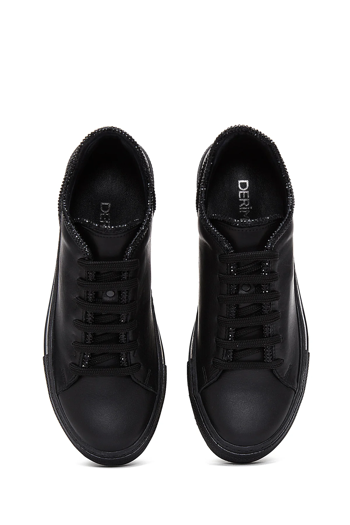 Kadın Siyah Deri Sneaker - Image 6