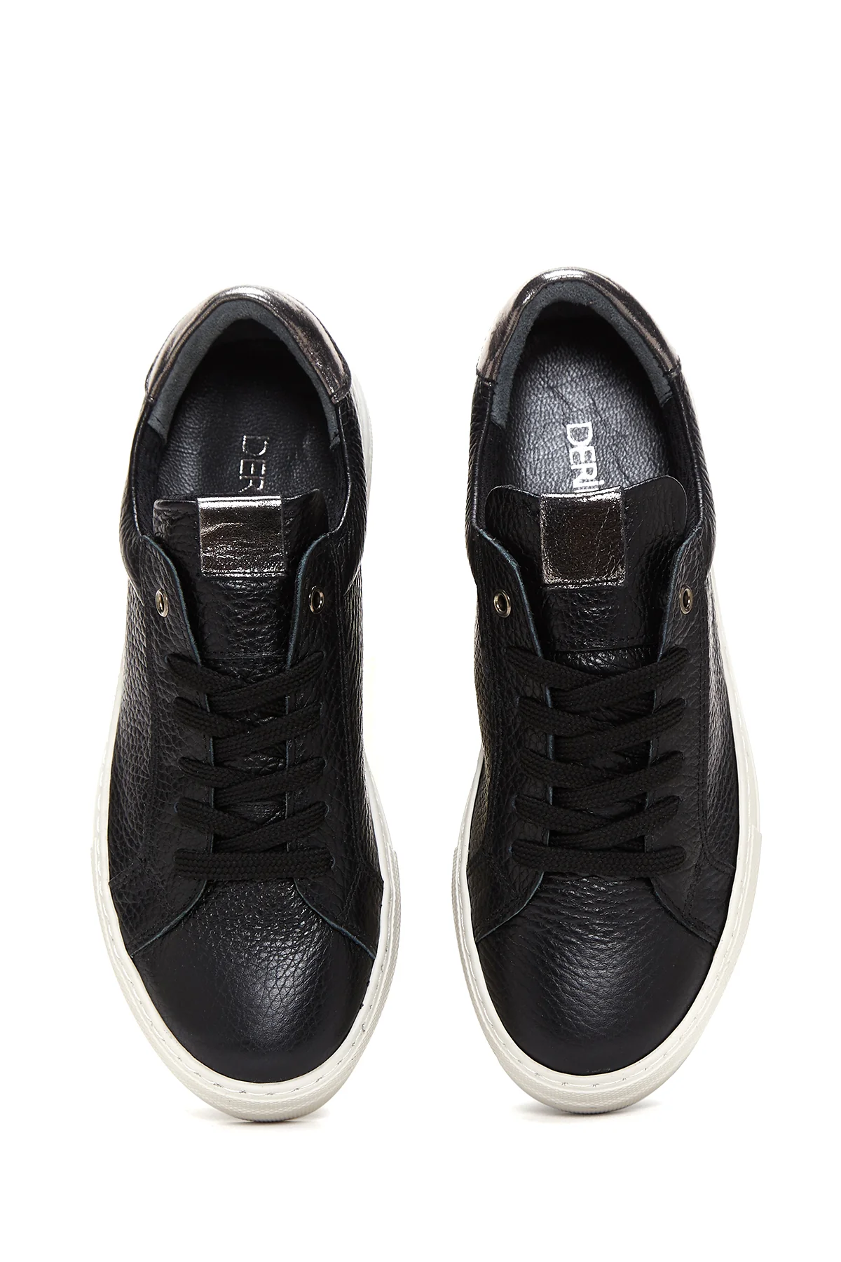 Kadın Siyah Deri Sneaker - Image 6