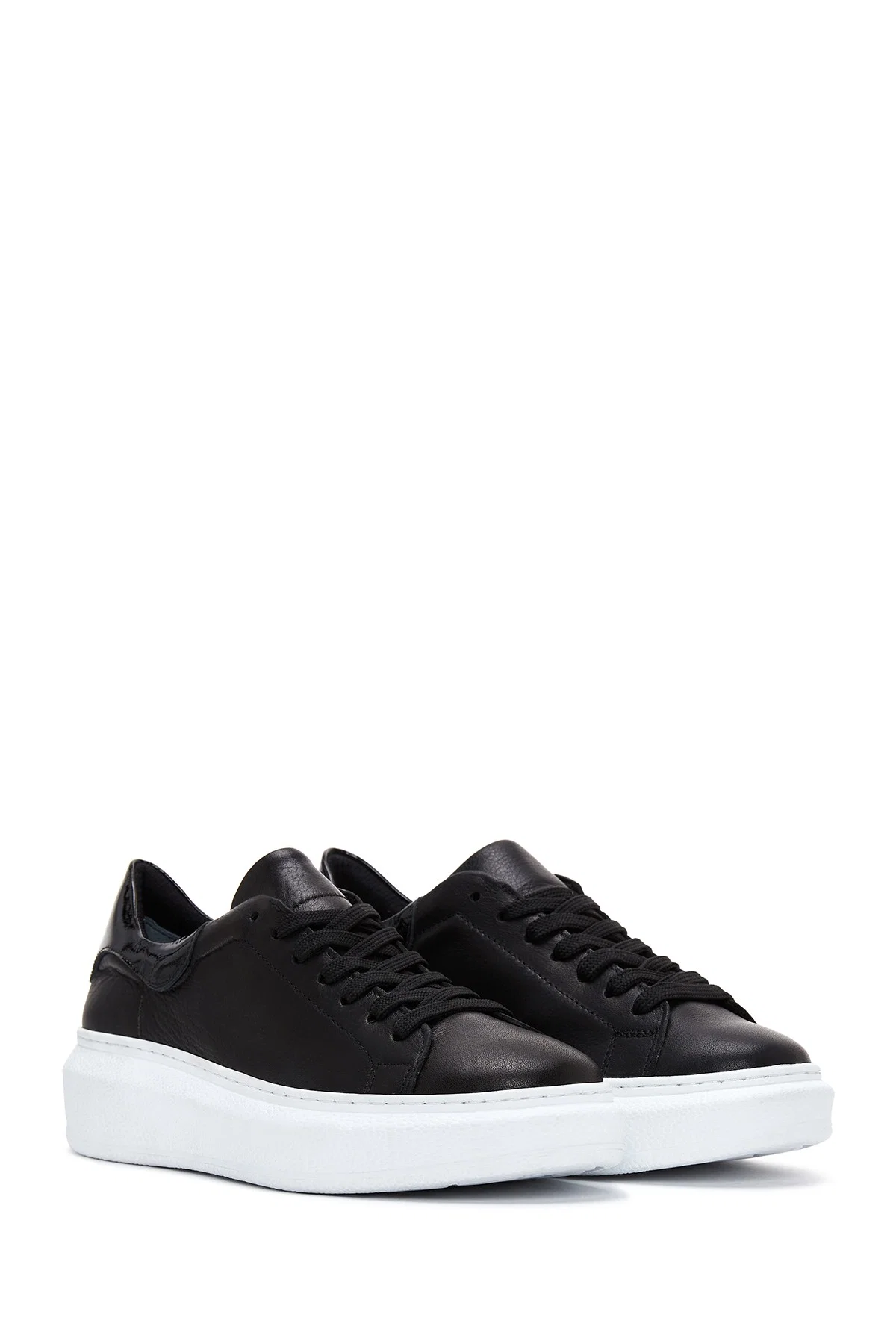 Kadın Siyah Deri Sneaker - Image 3