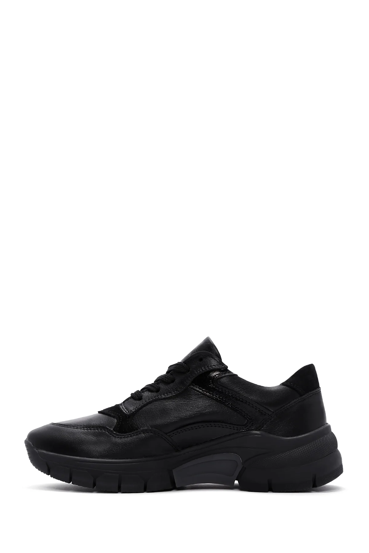 Kadın Siyah Deri Sneaker - Image 2