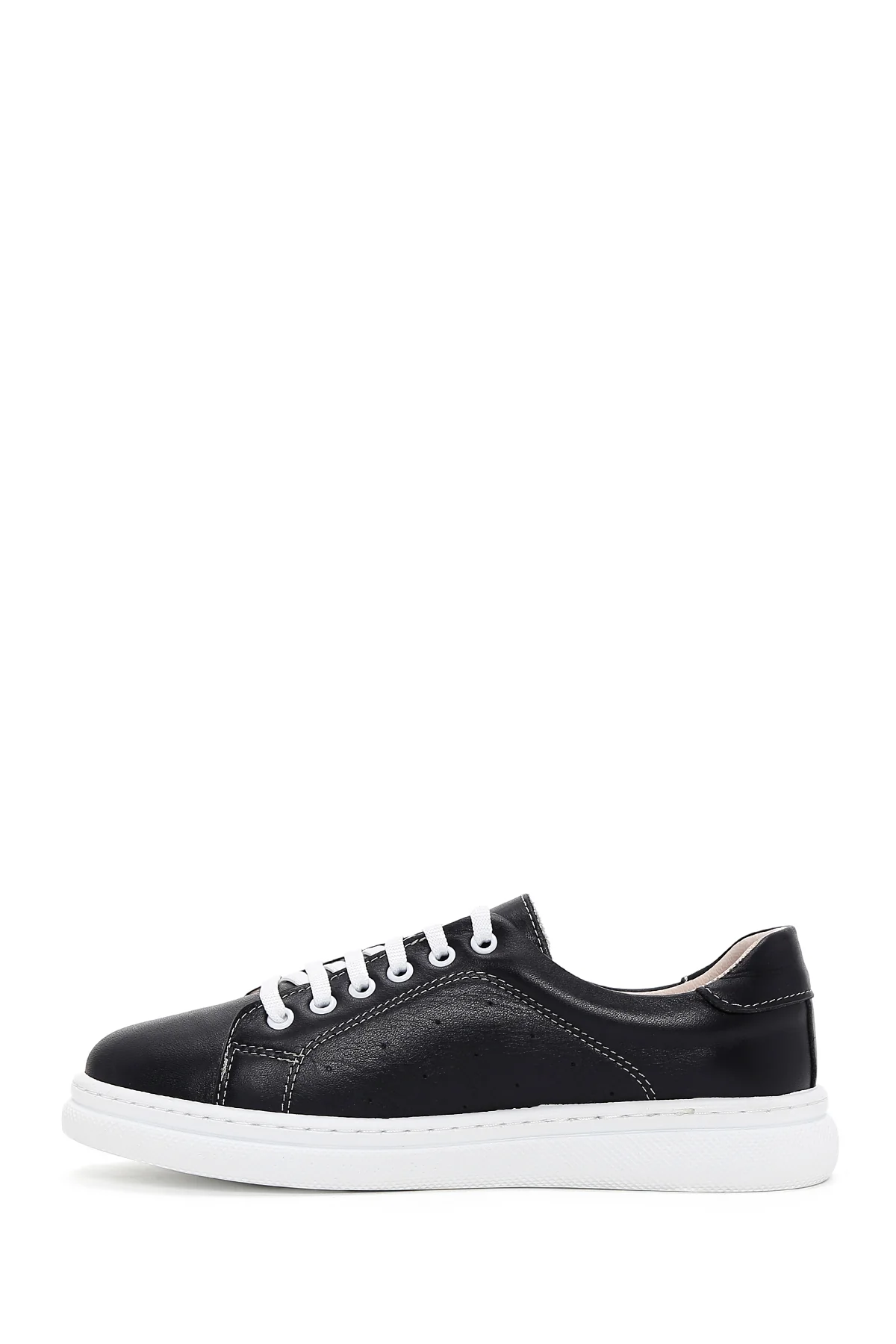 Kadın Siyah Deri Sneaker - Image 2