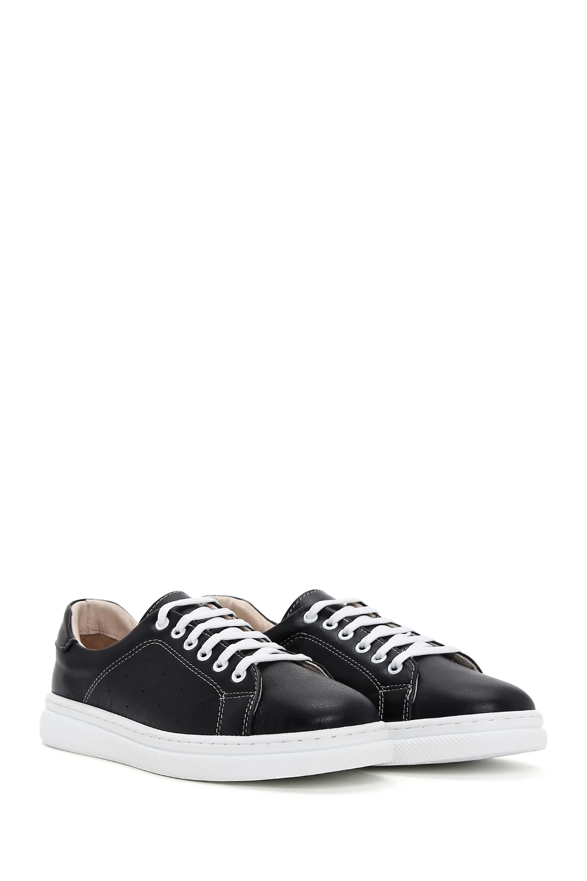 Kadın Siyah Deri Sneaker - Image 3