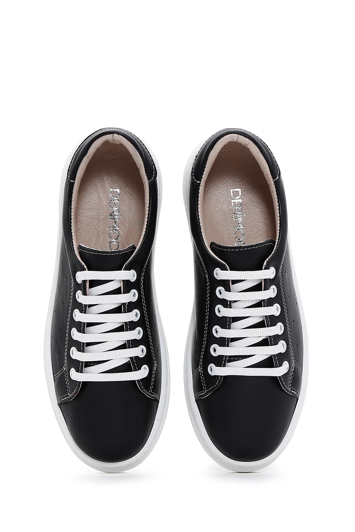 Kadın Siyah Deri Sneaker - Image 6
