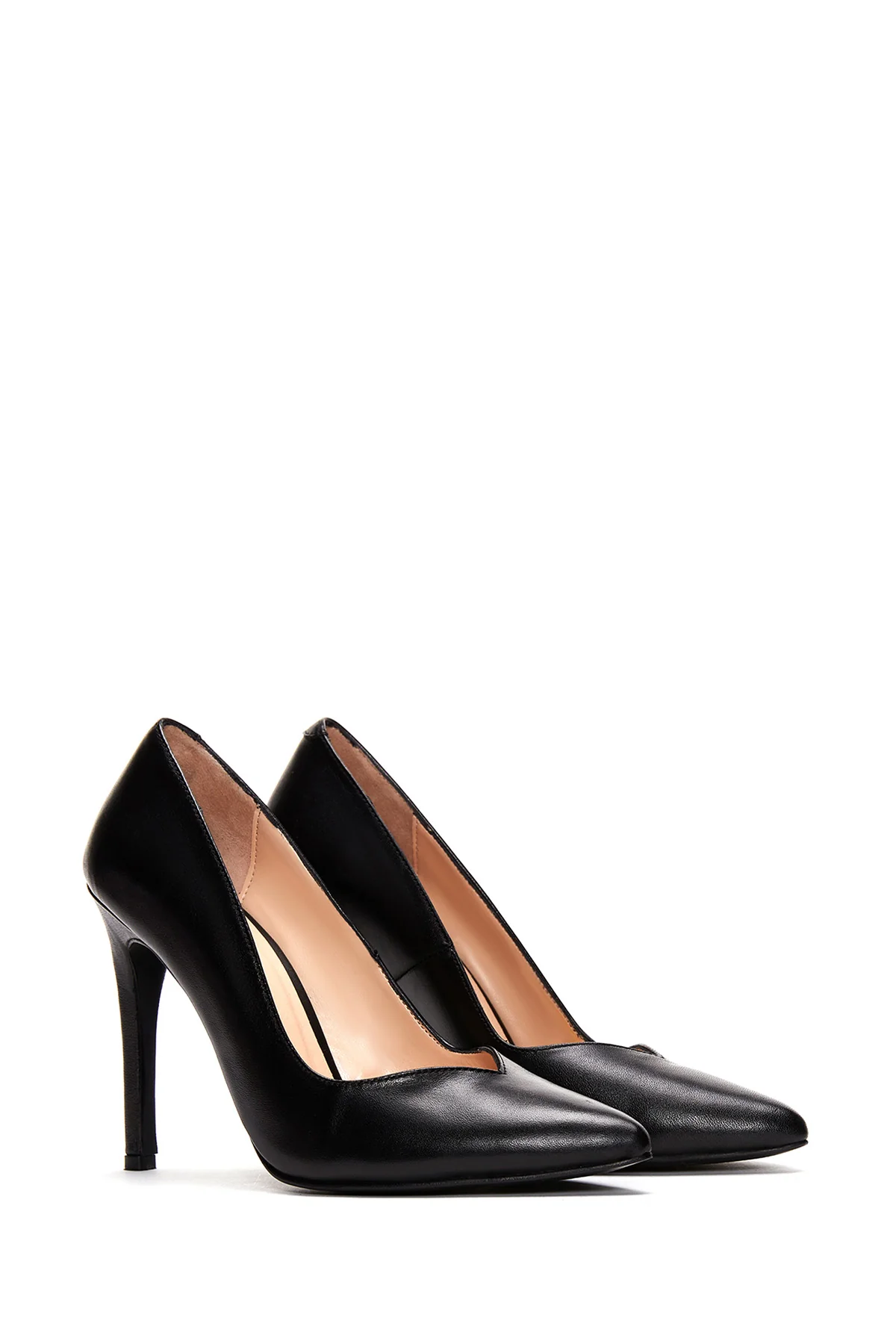 Kadın Siyah İnce Topuklu Deri Stiletto - Image 4