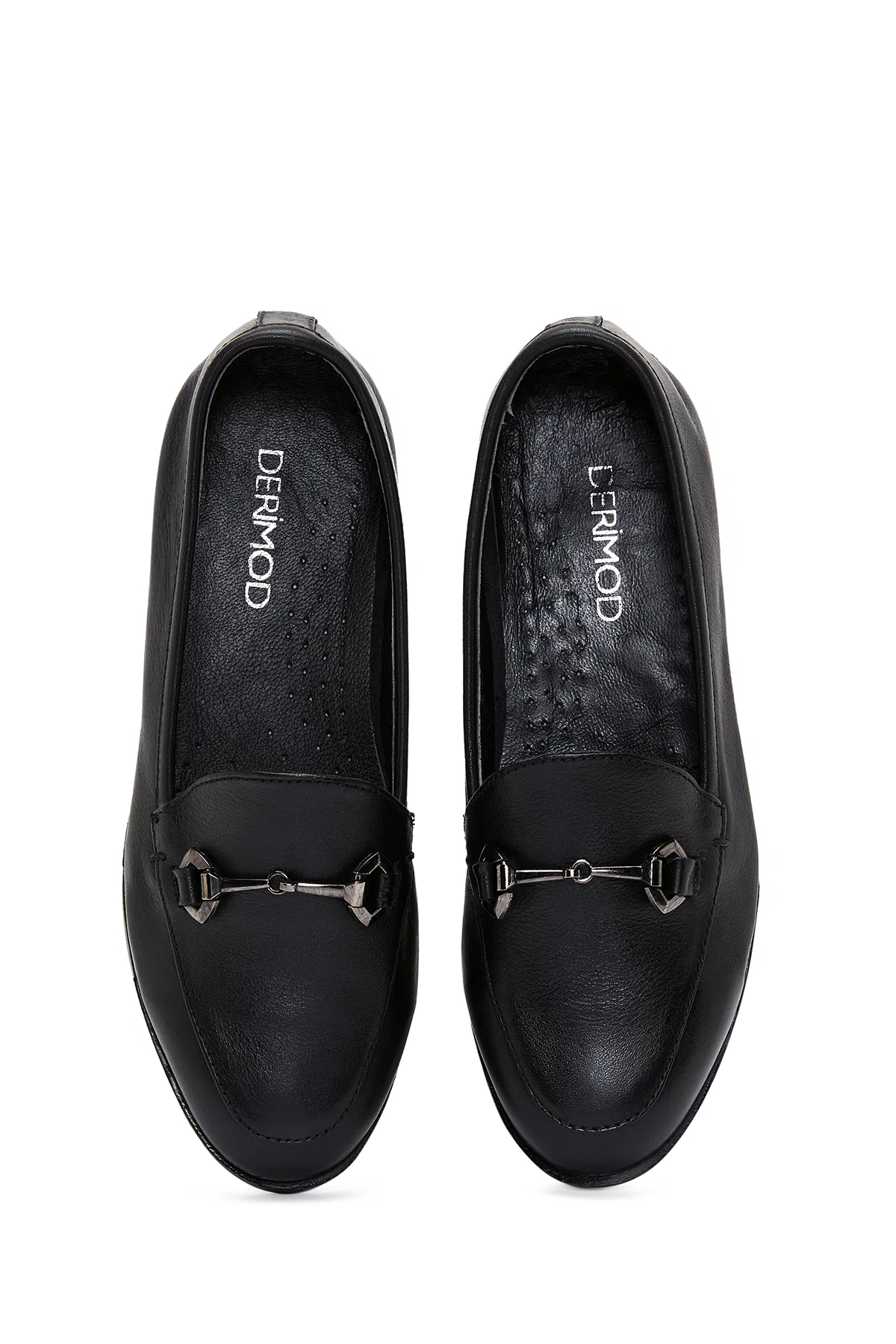 Kadın Siyah Deri Tokalı Klasik Loafer - Image 6