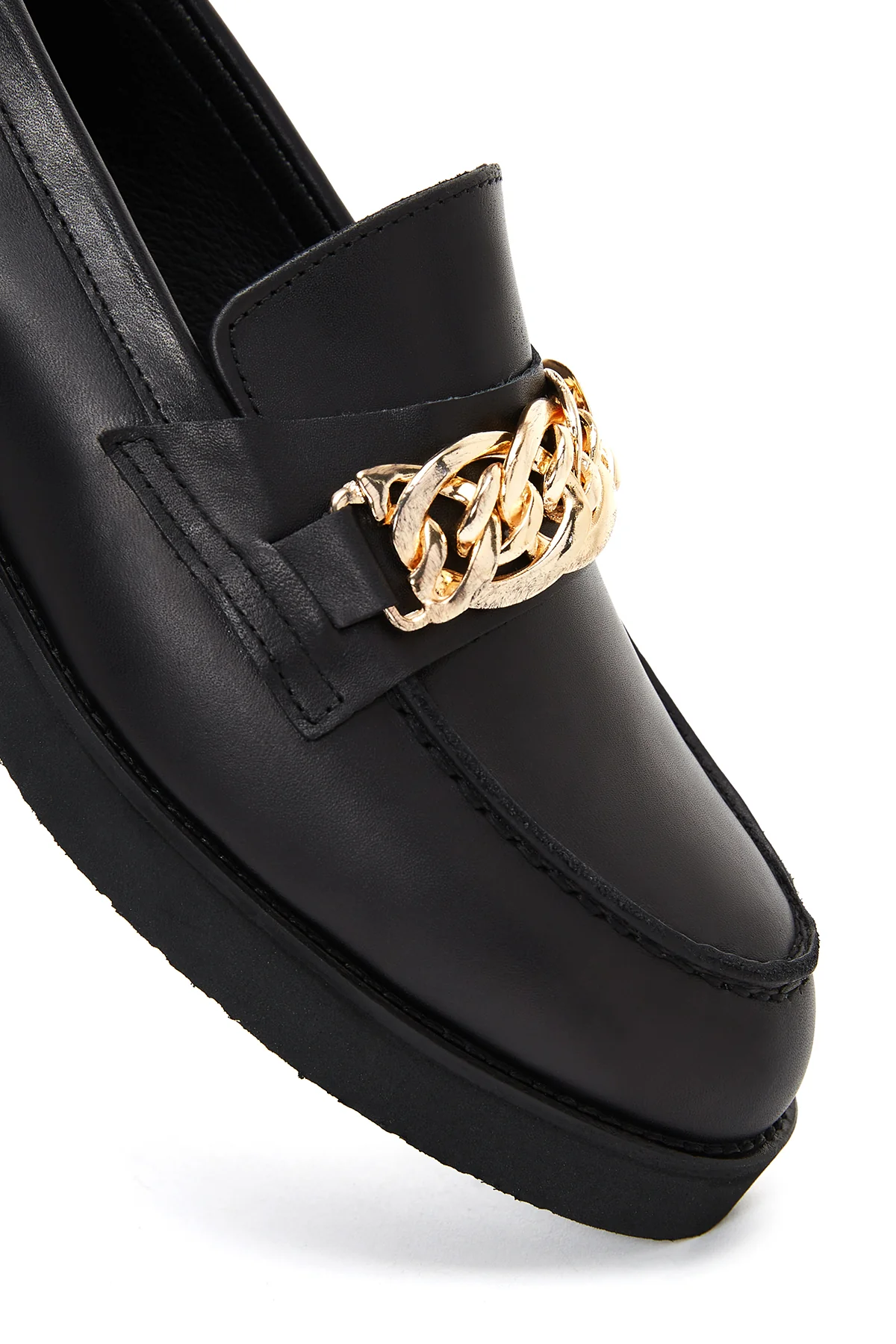 Kadın Siyah Deri Tokalı Loafer - Image 7