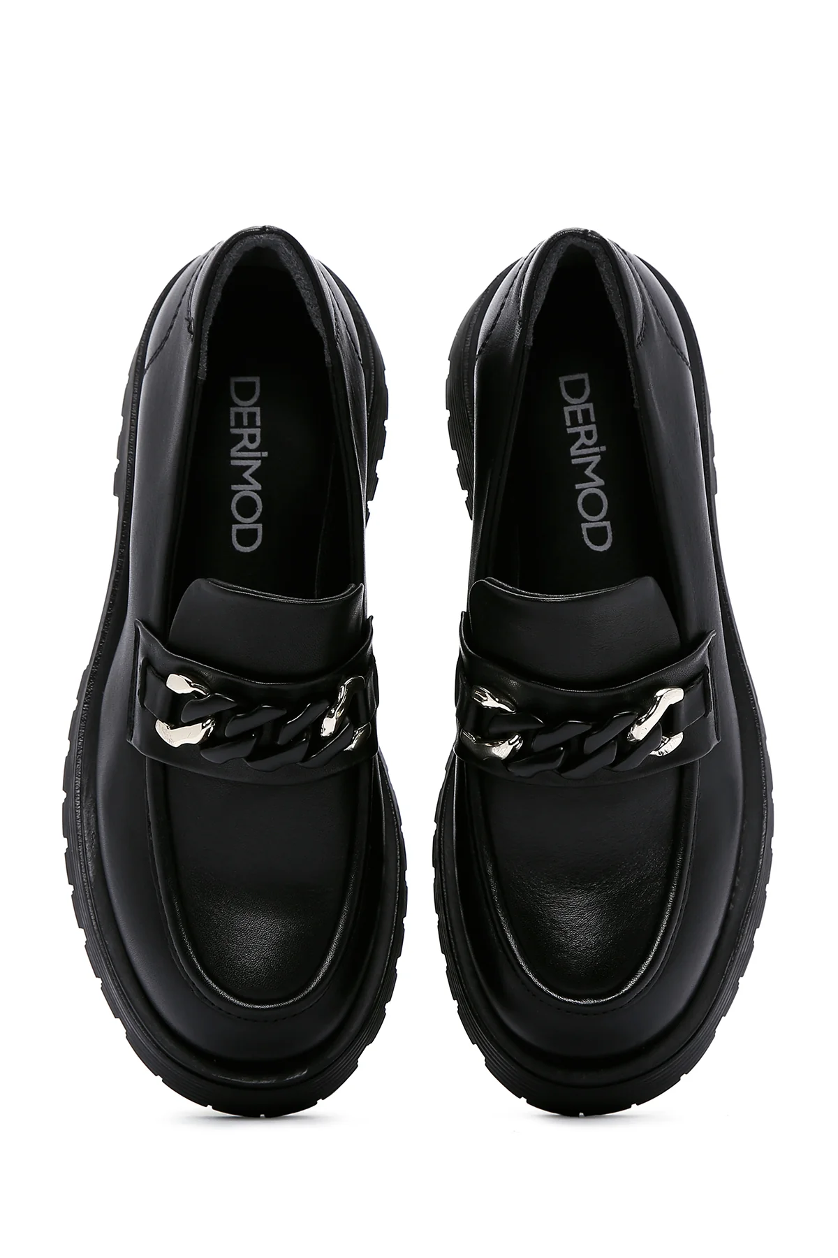 Kadın Siyah Deri Tokalı Maskülen Loafer - Image 6
