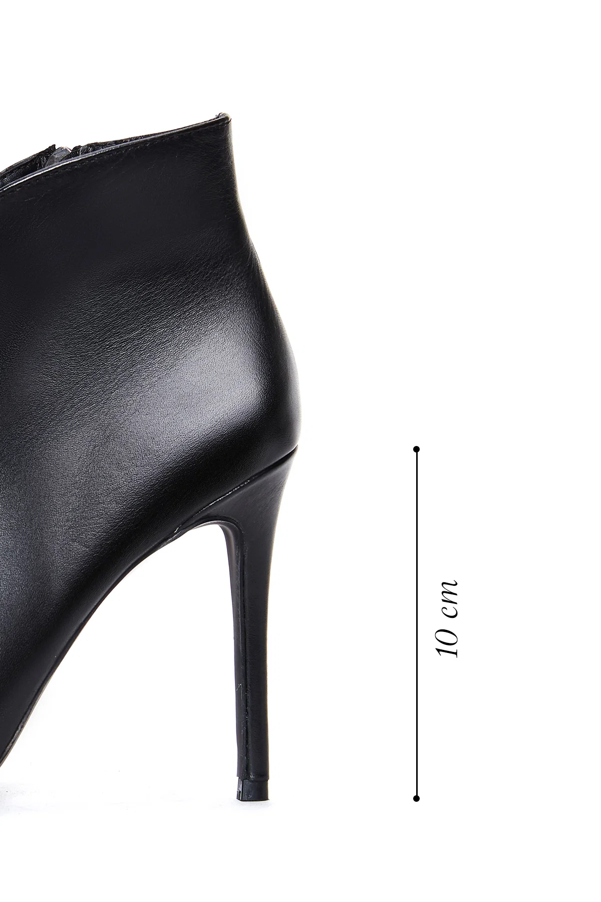 Kadın Siyah Deri Topuklu Klasik Bootie - Image 2