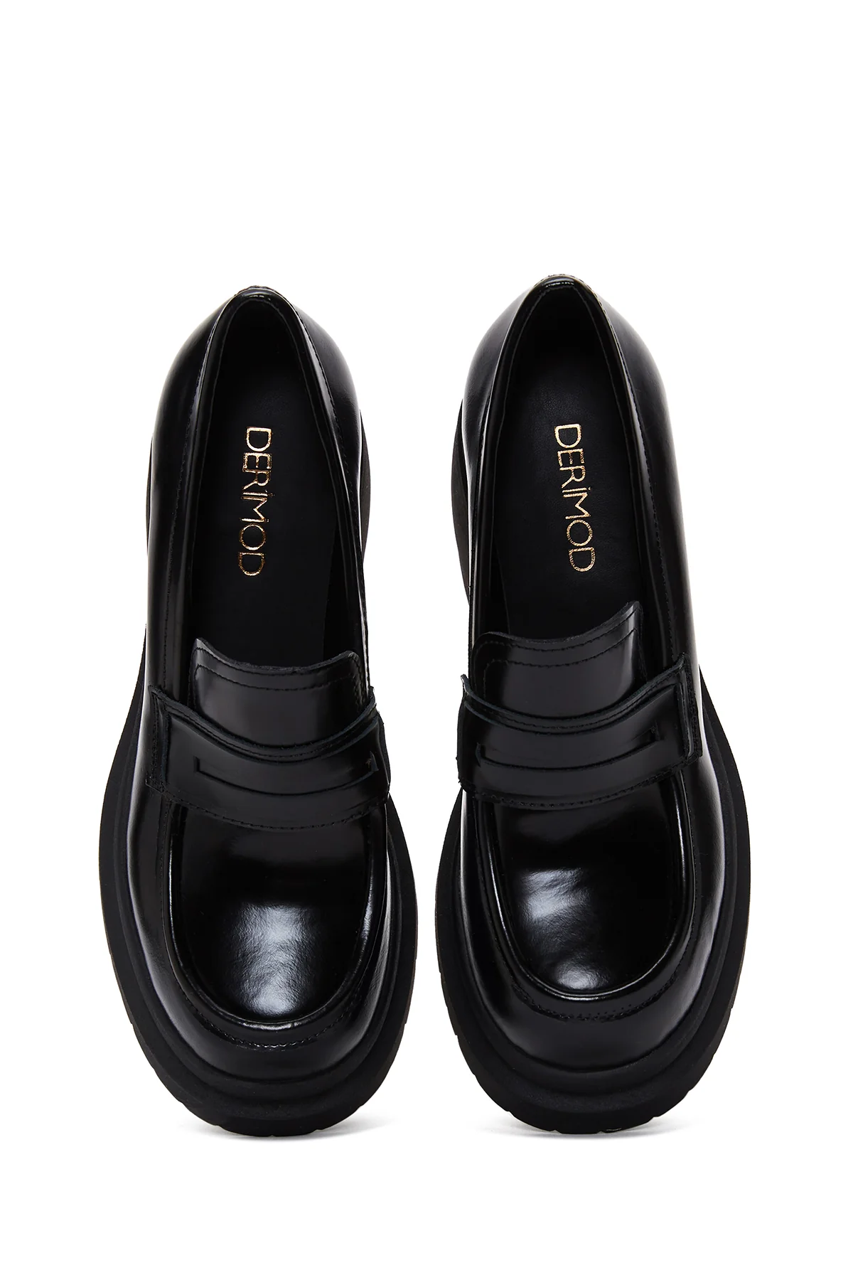 Kadın Siyah Deri Topuklu Loafer - Image 7