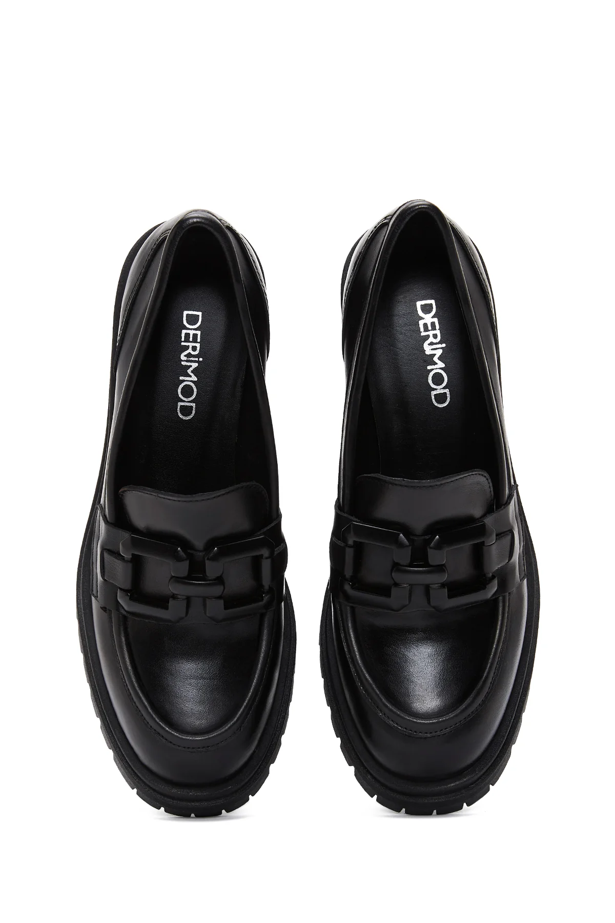 Kadın Siyah Deri Topuklu Loafer - Image 6