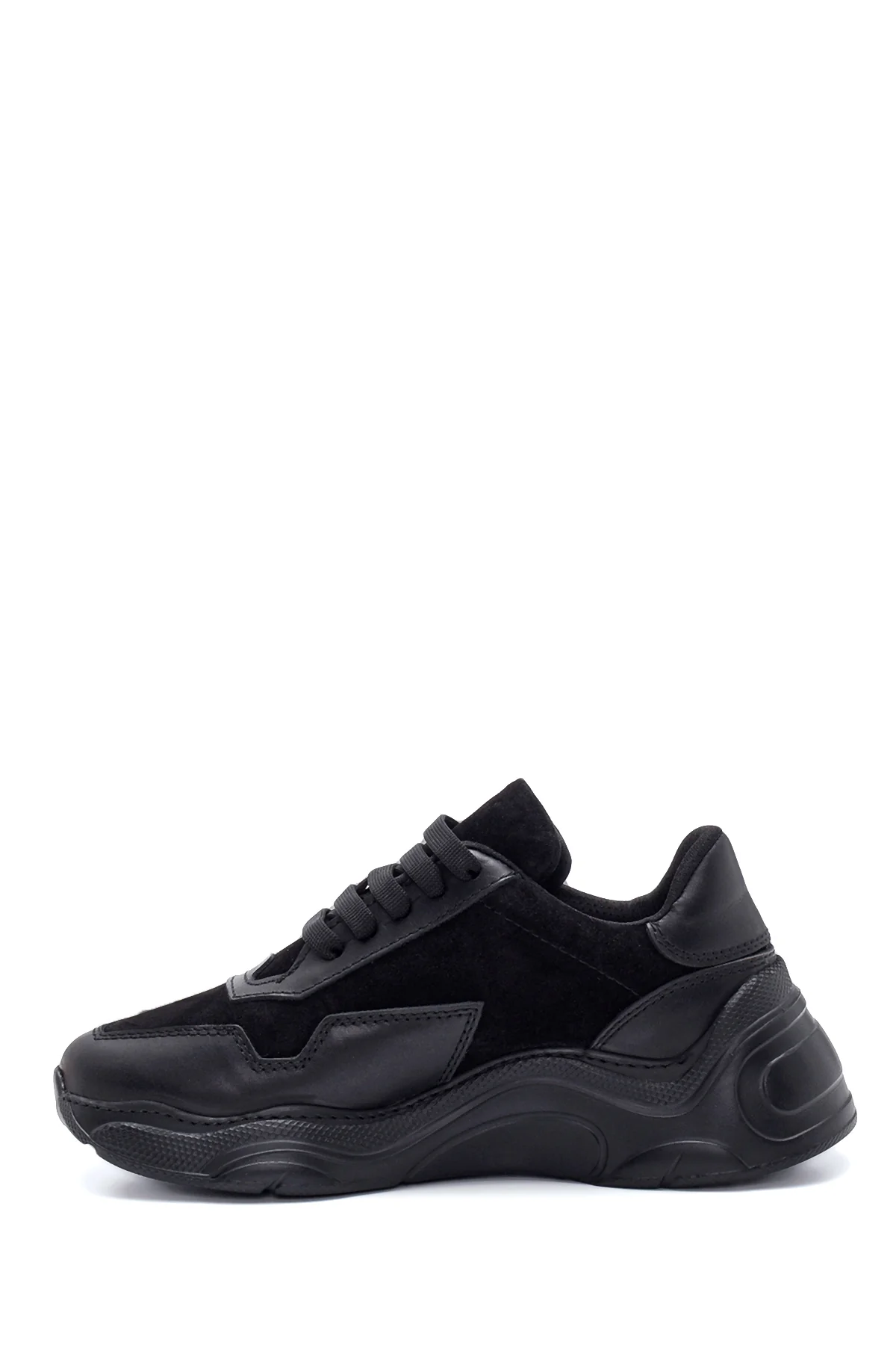 Kadın Siyah Deri Yüksek Taban Sneaker - Image 2