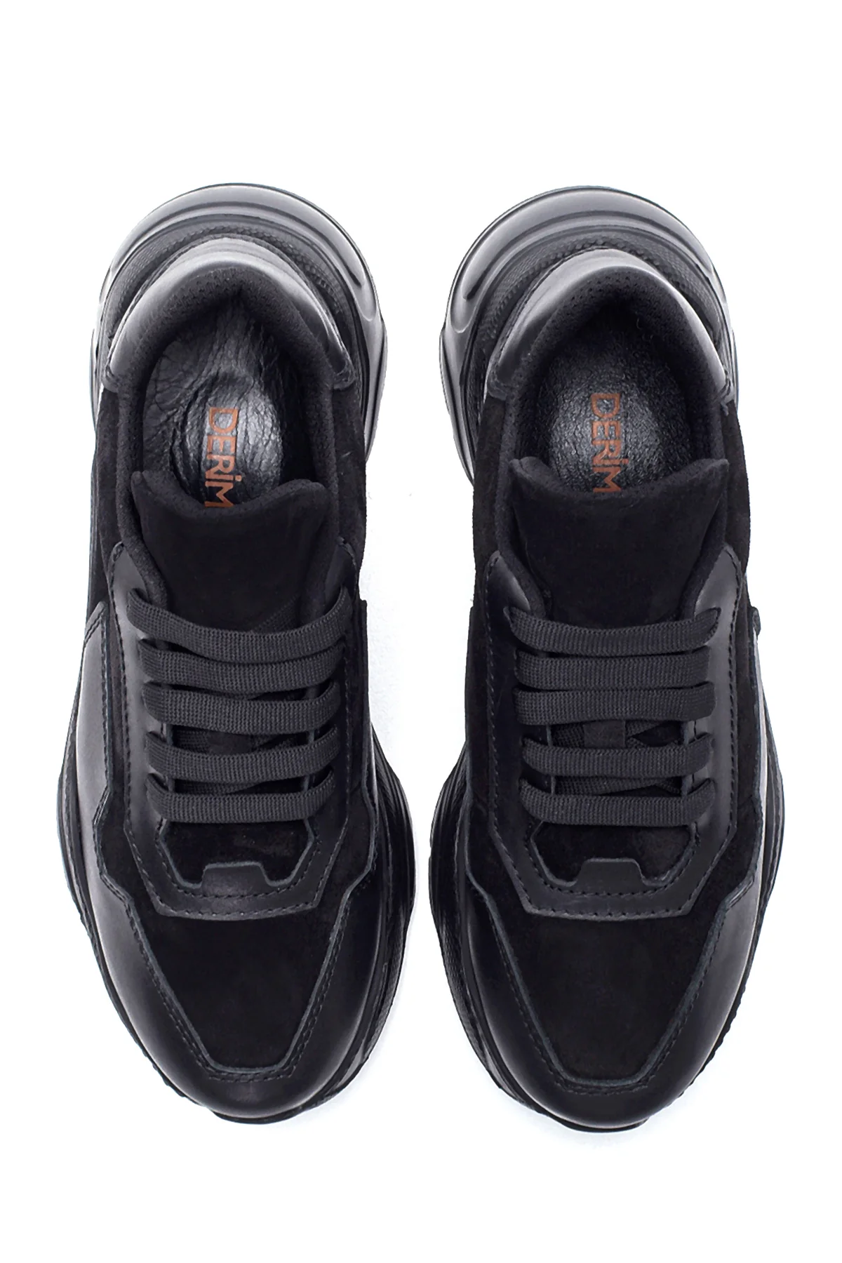Kadın Siyah Deri Yüksek Taban Sneaker - Image 6