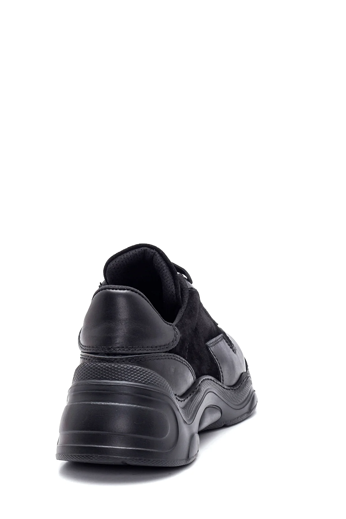 Kadın Siyah Deri Yüksek Taban Sneaker - Image 7
