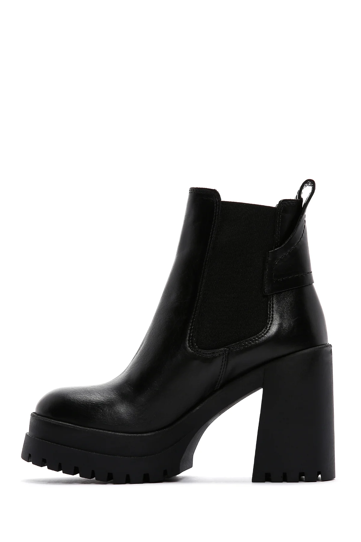 Kadın Siyah Deri Yüksek Topuklu Platformlu Chelsea Bot - Image 3