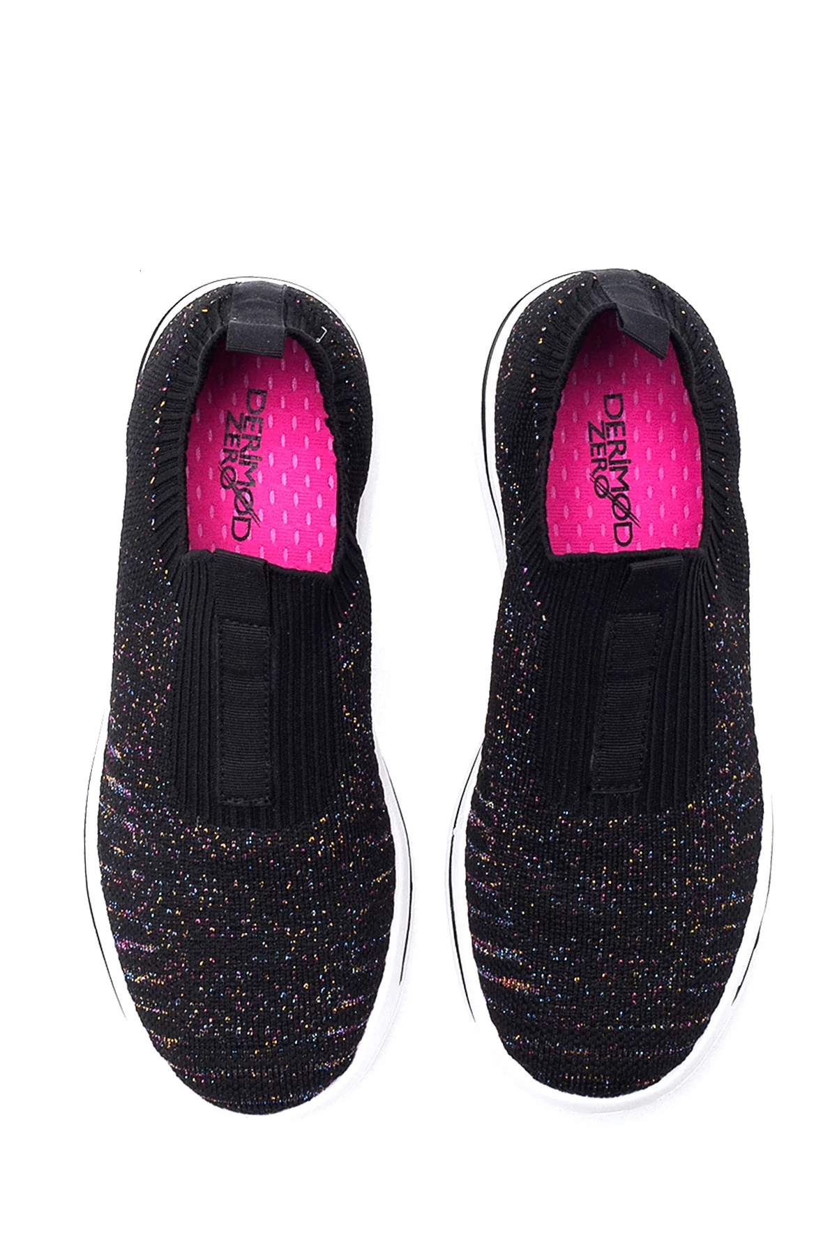 Kadın Siyah Desenli Kumaş Sneaker - Image 7