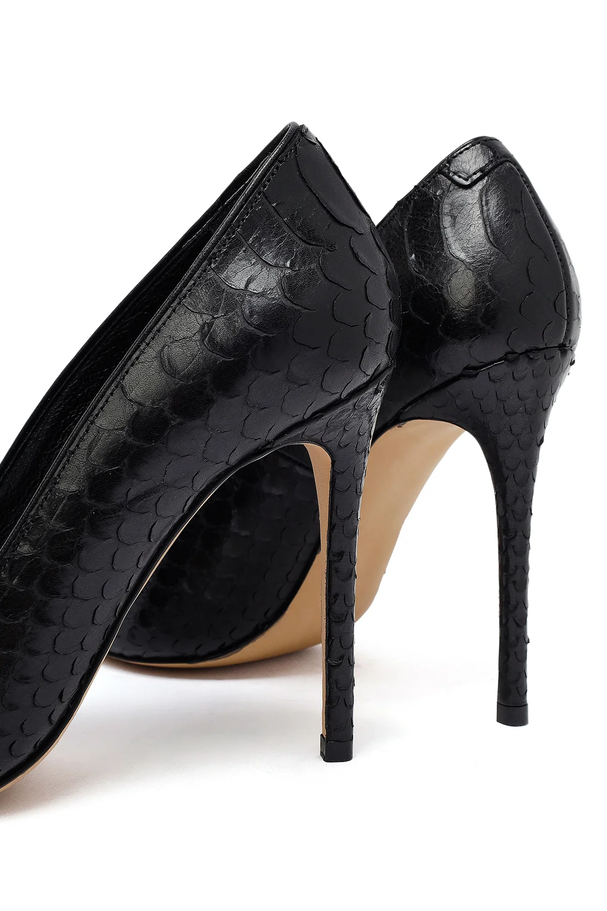 Kadın Siyah Desenli Yüksek İnce Topuklu Deri Stiletto - Image 10