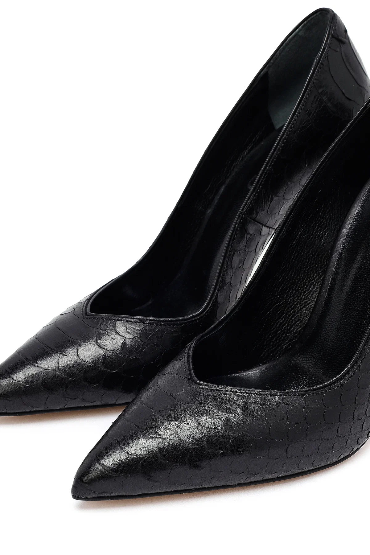 Kadın Siyah Desenli Yüksek İnce Topuklu Deri Stiletto - Image 11