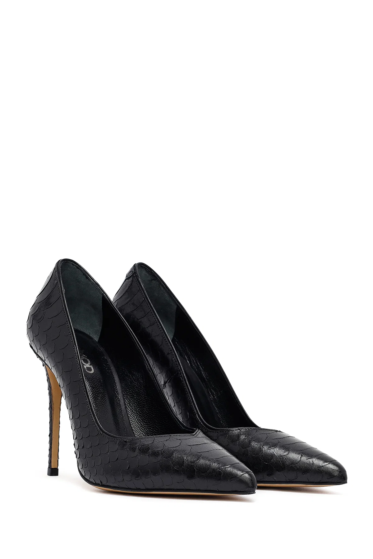 Kadın Siyah Desenli Yüksek İnce Topuklu Deri Stiletto - Image 3