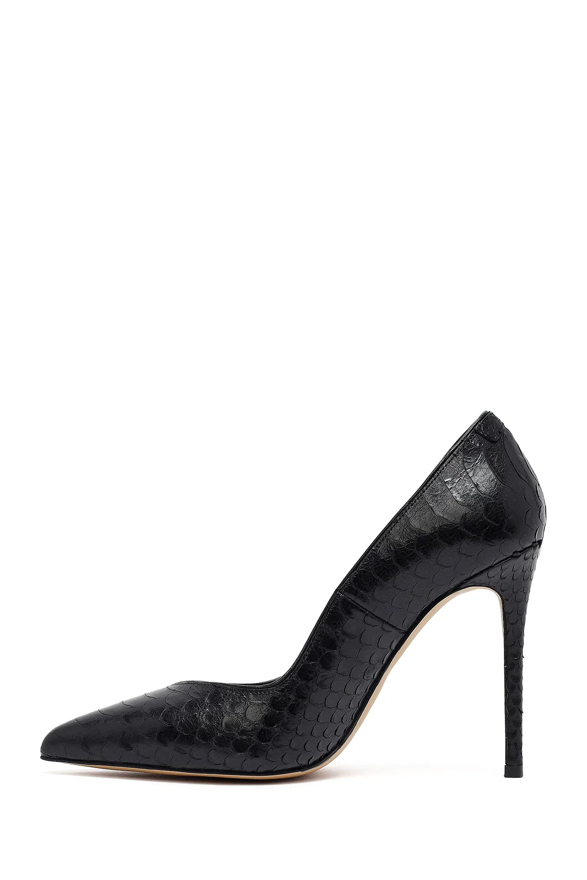 Kadın Siyah Desenli Yüksek İnce Topuklu Deri Stiletto - Image 5