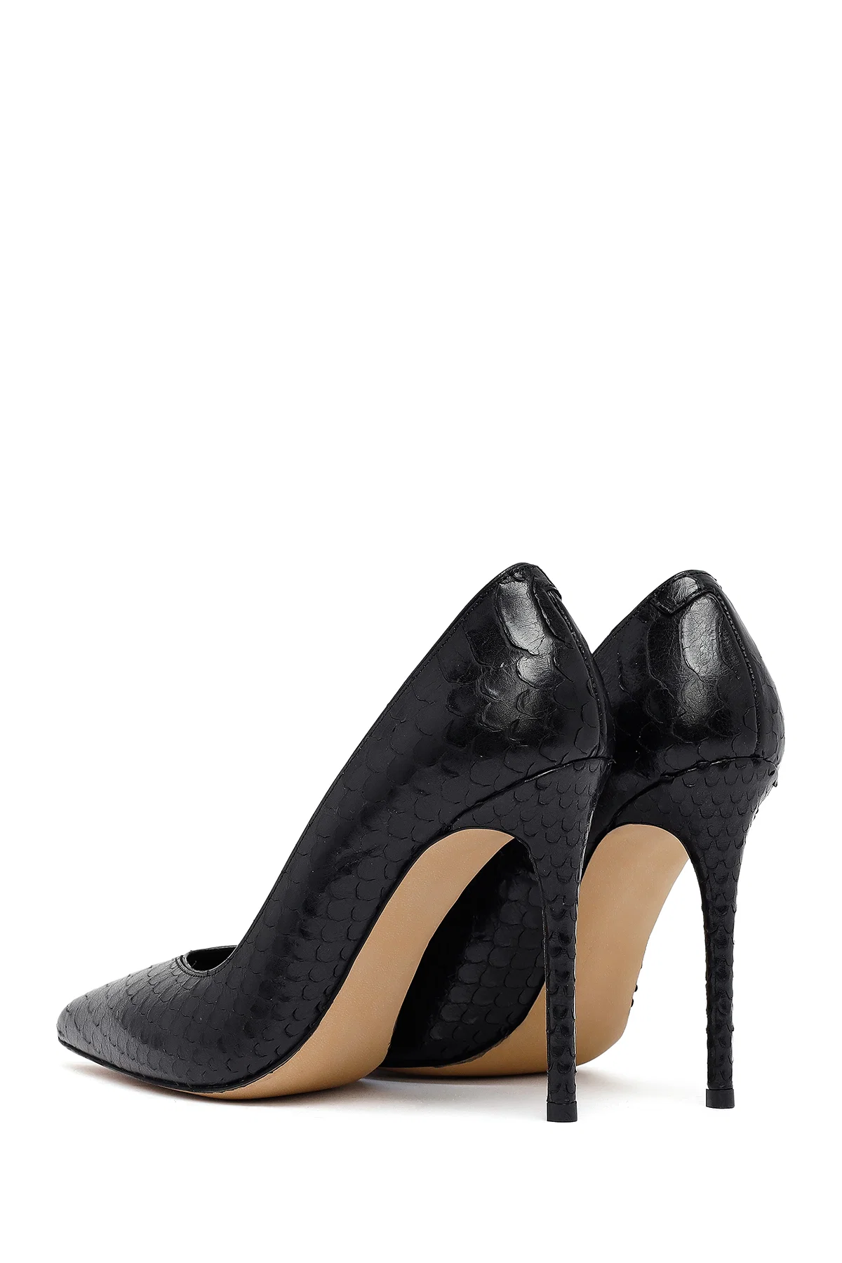 Kadın Siyah Desenli Yüksek İnce Topuklu Deri Stiletto - Image 7