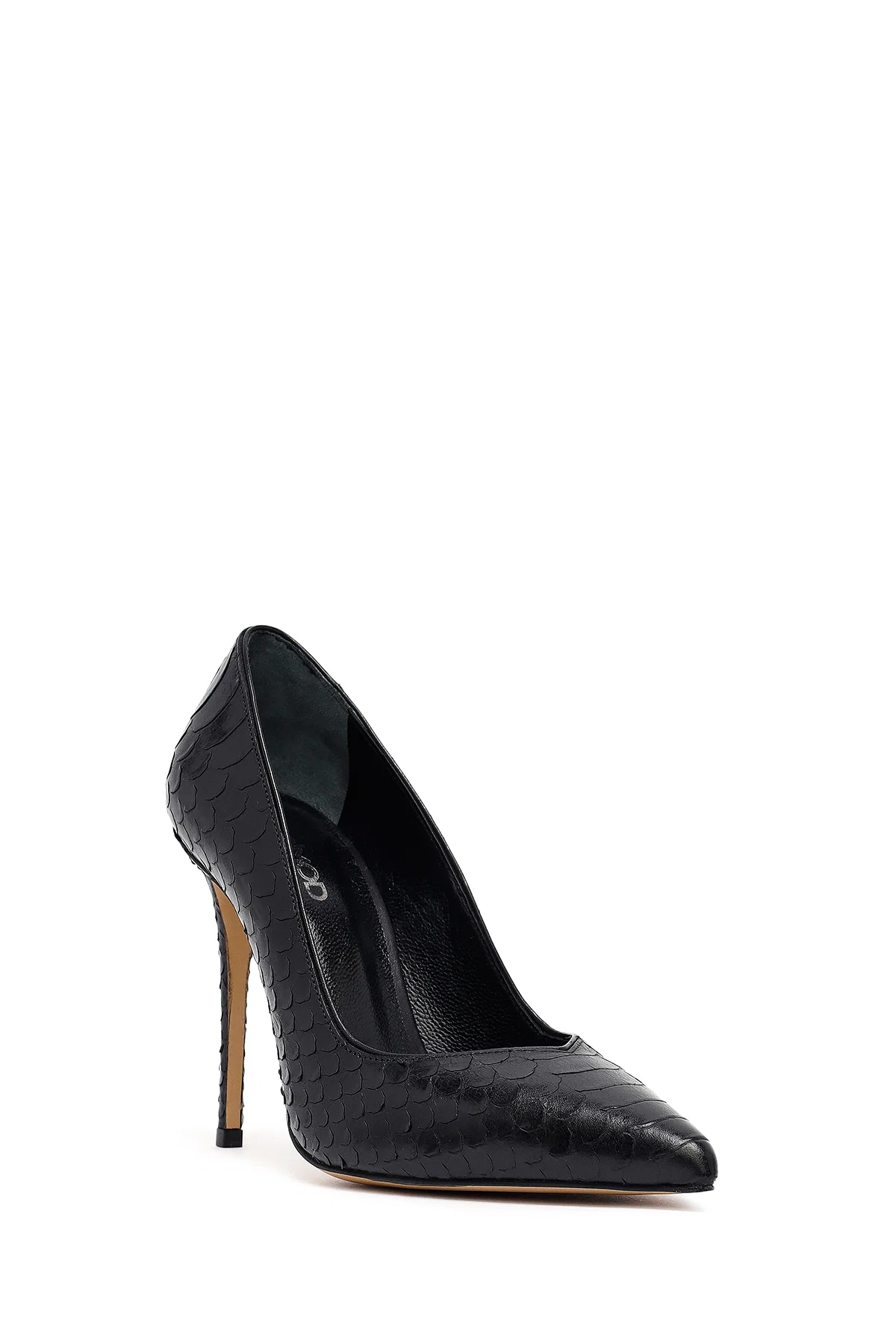 Kadın Siyah Desenli Yüksek İnce Topuklu Deri Stiletto - Image 8