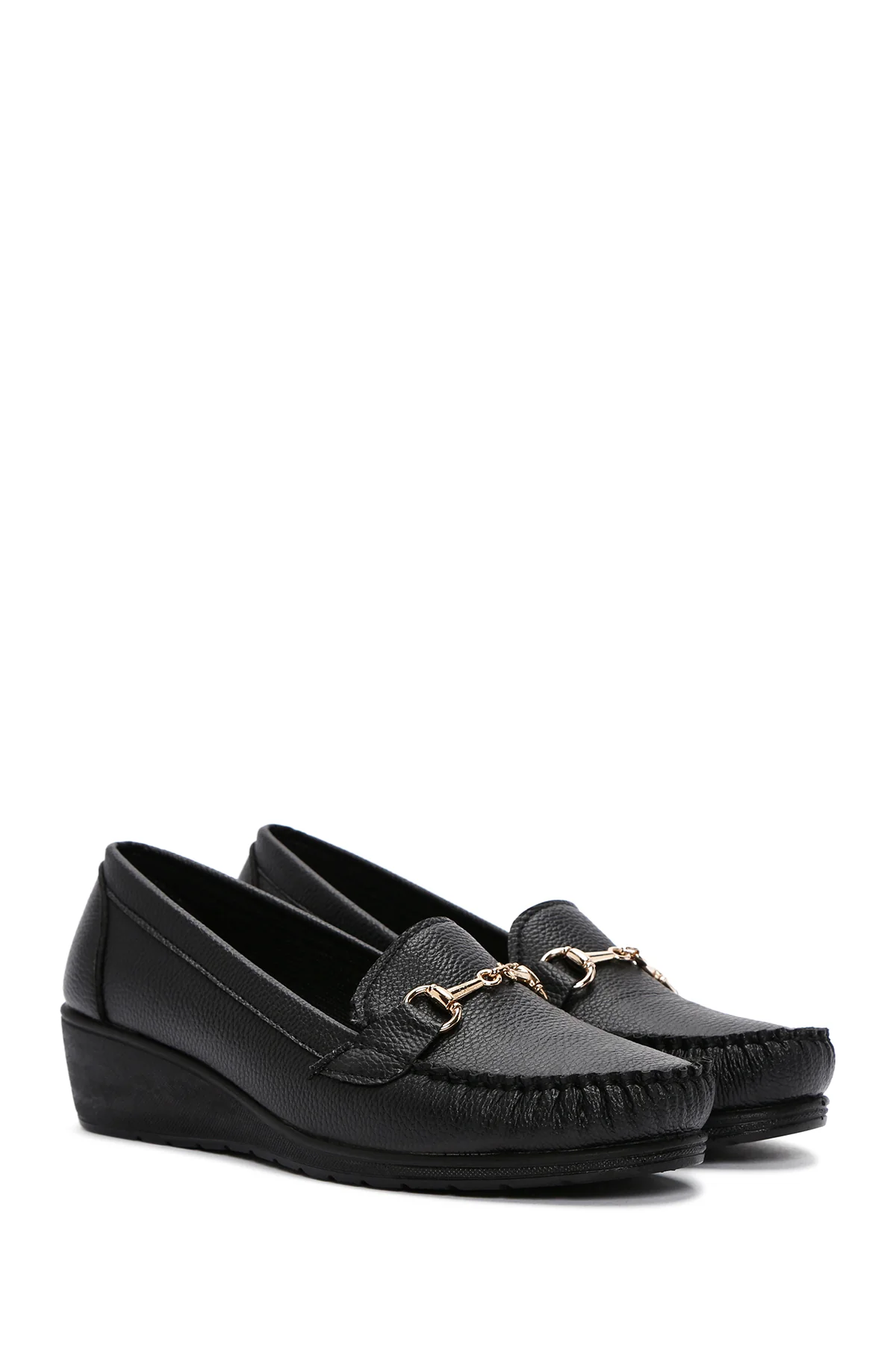 Kadın Siyah Dolgu Topuk Loafer - Image 3
