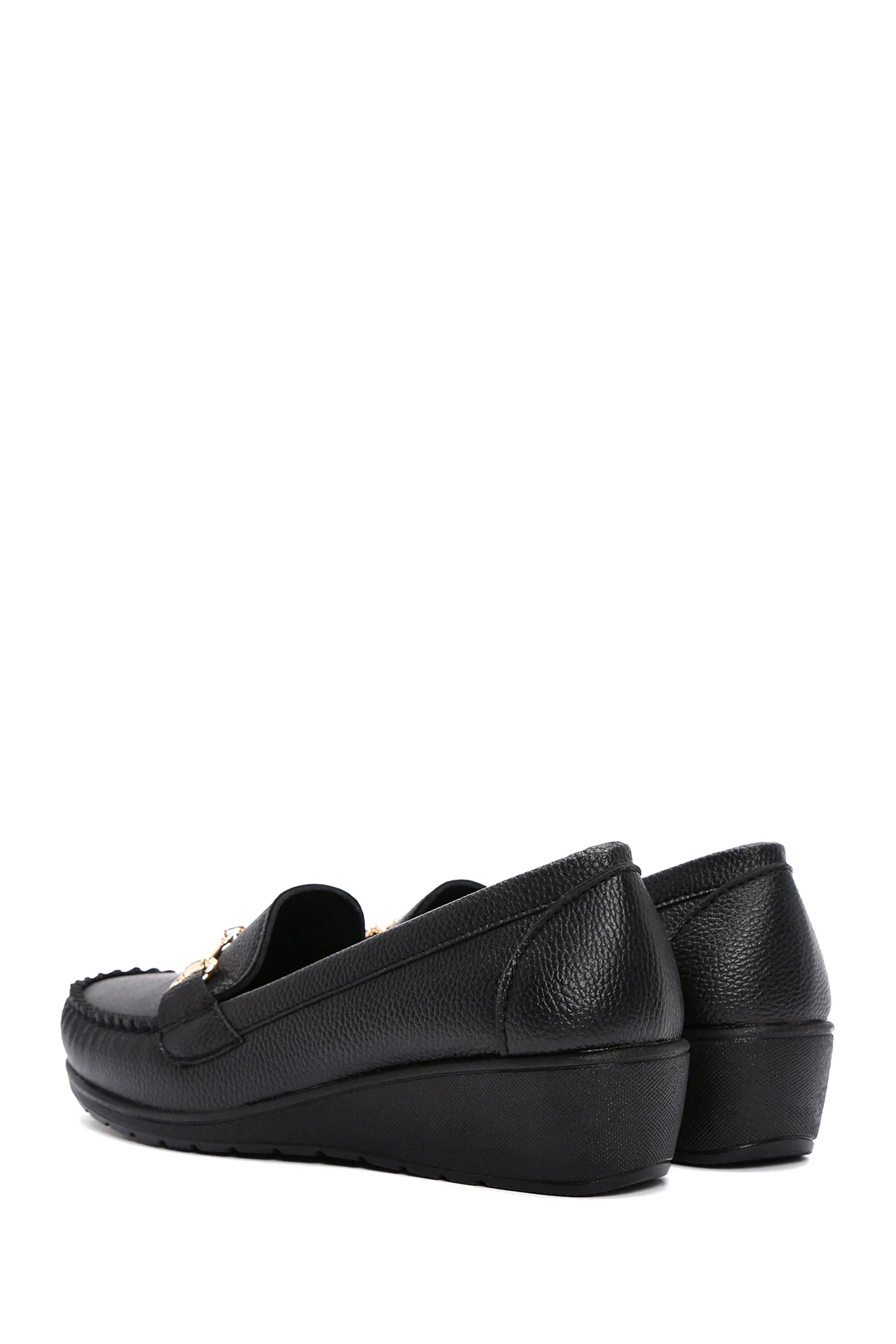 Kadın Siyah Dolgu Topuk Loafer - Image 5