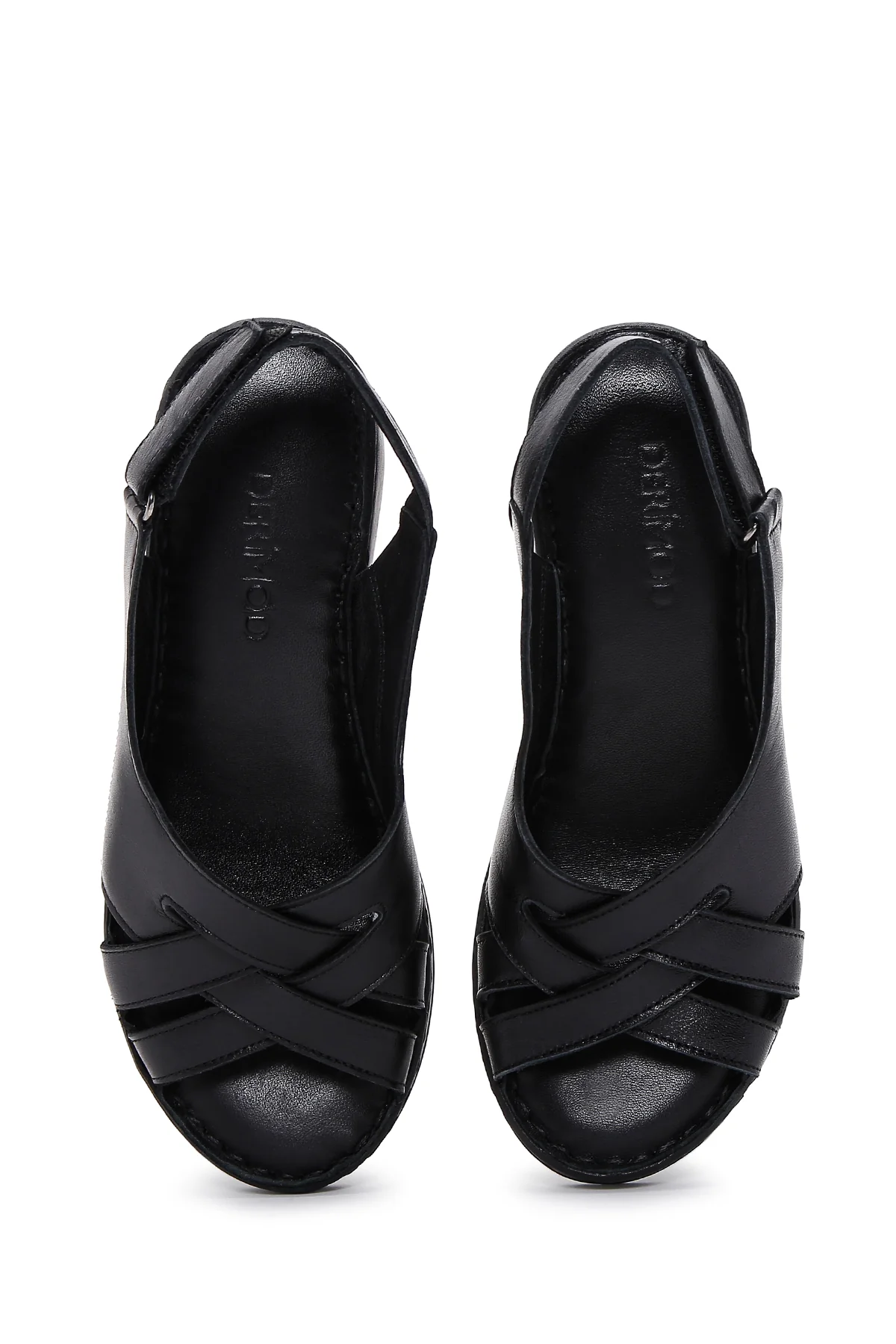 Kadın Siyah Dolgu Topuklu Bilekten Bantlı Deri Comfort Sandalet - Image 6