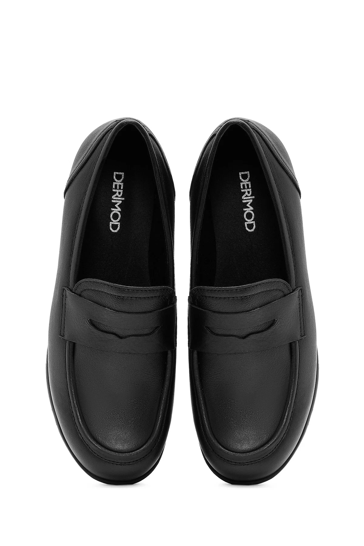 Kadın Siyah Dolgu Topuklu Deri Comfort Loafer - Image 7