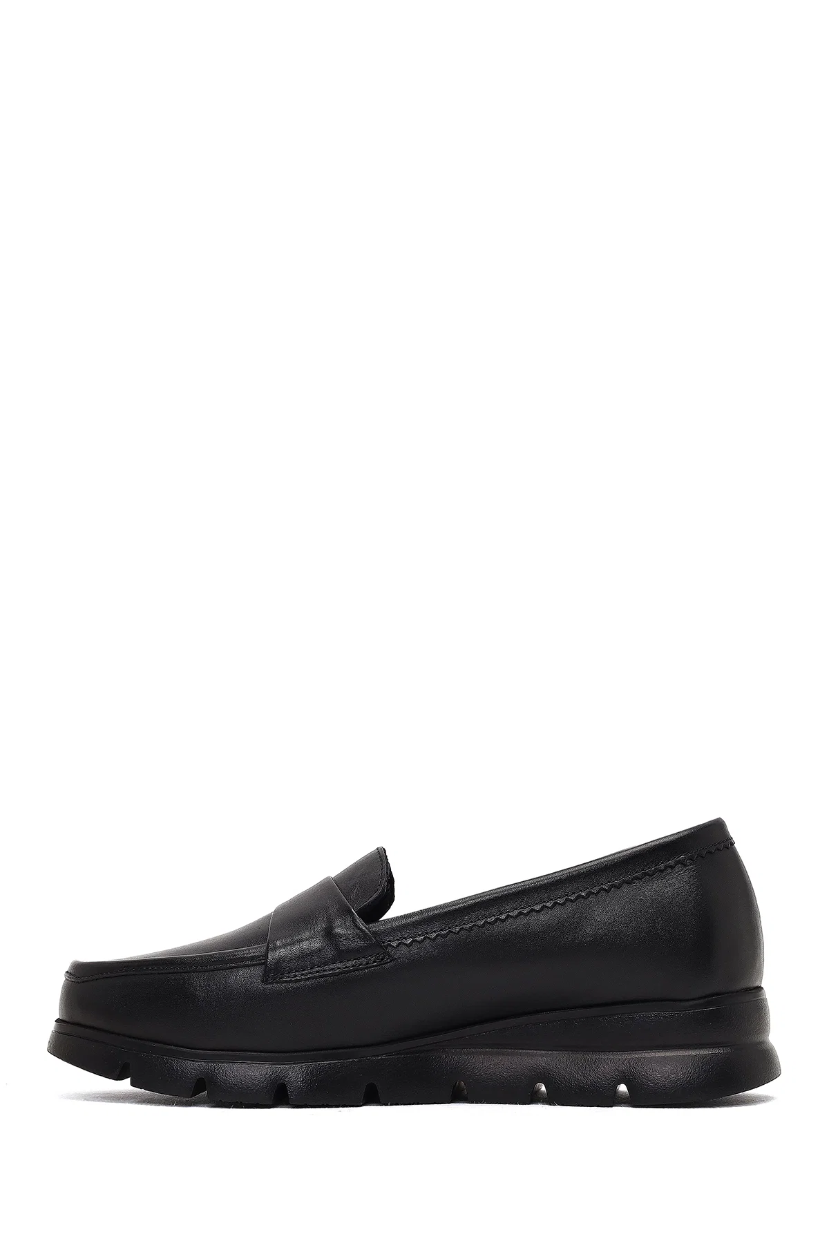 Kadın Siyah Dolgu Topuklu Deri Comfort Loafer - Image 2