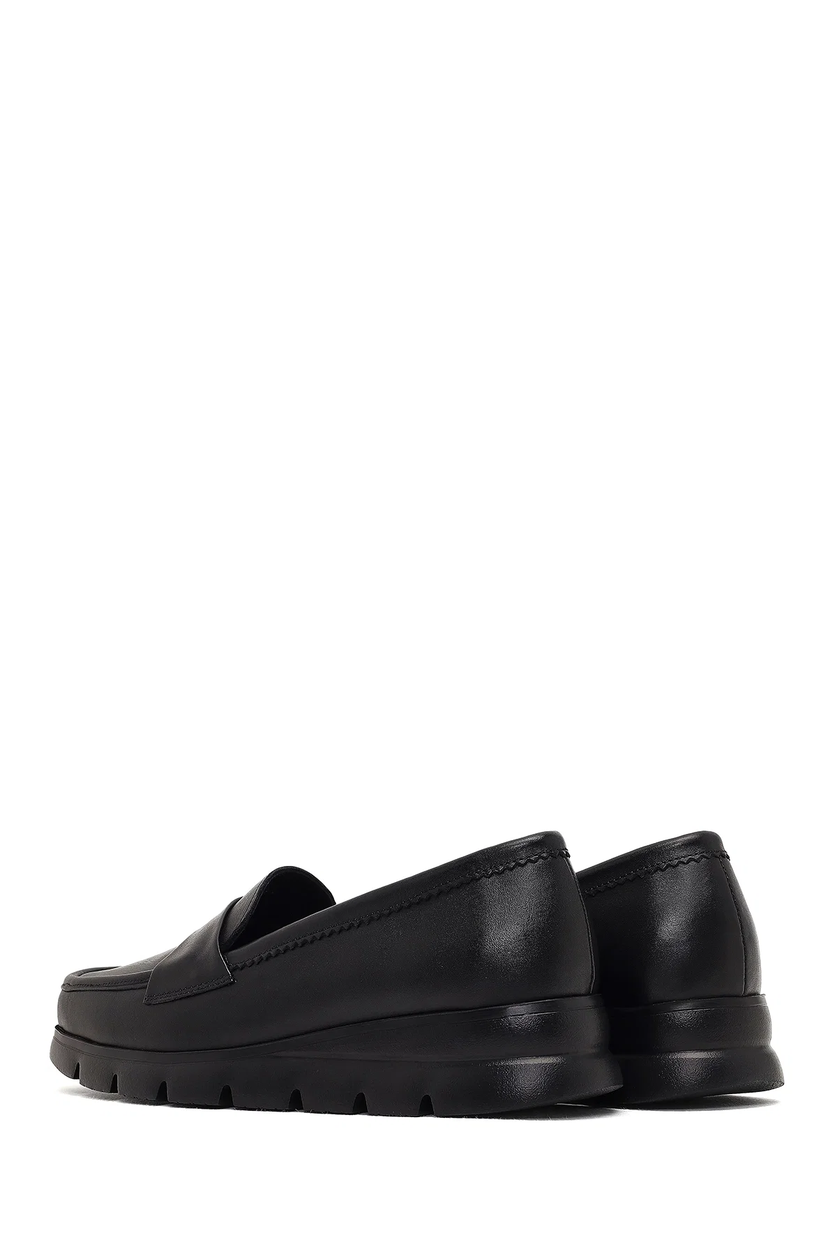 Kadın Siyah Dolgu Topuklu Deri Comfort Loafer - Image 5