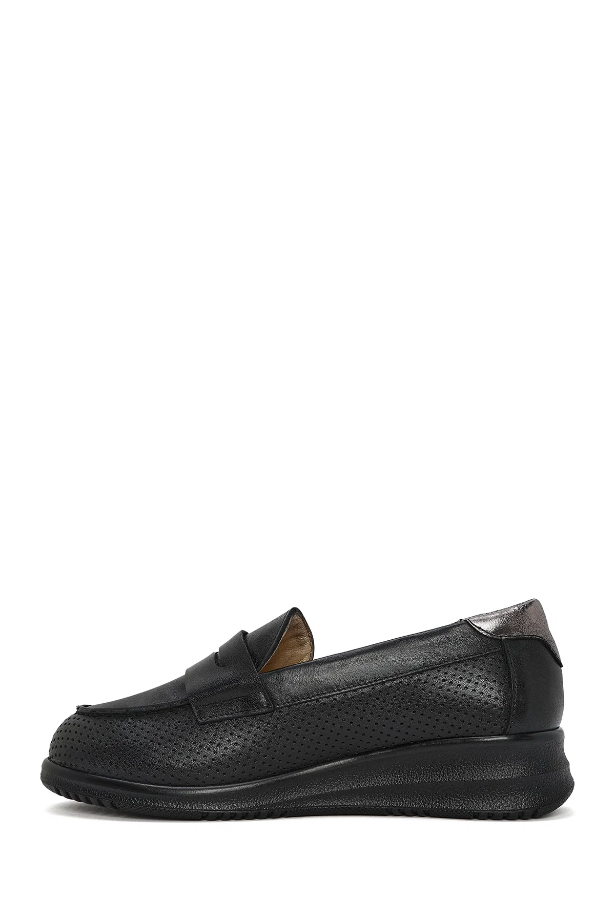 Kadın Siyah Dolgu Topuklu Deri Comfort Loafer - Image 2