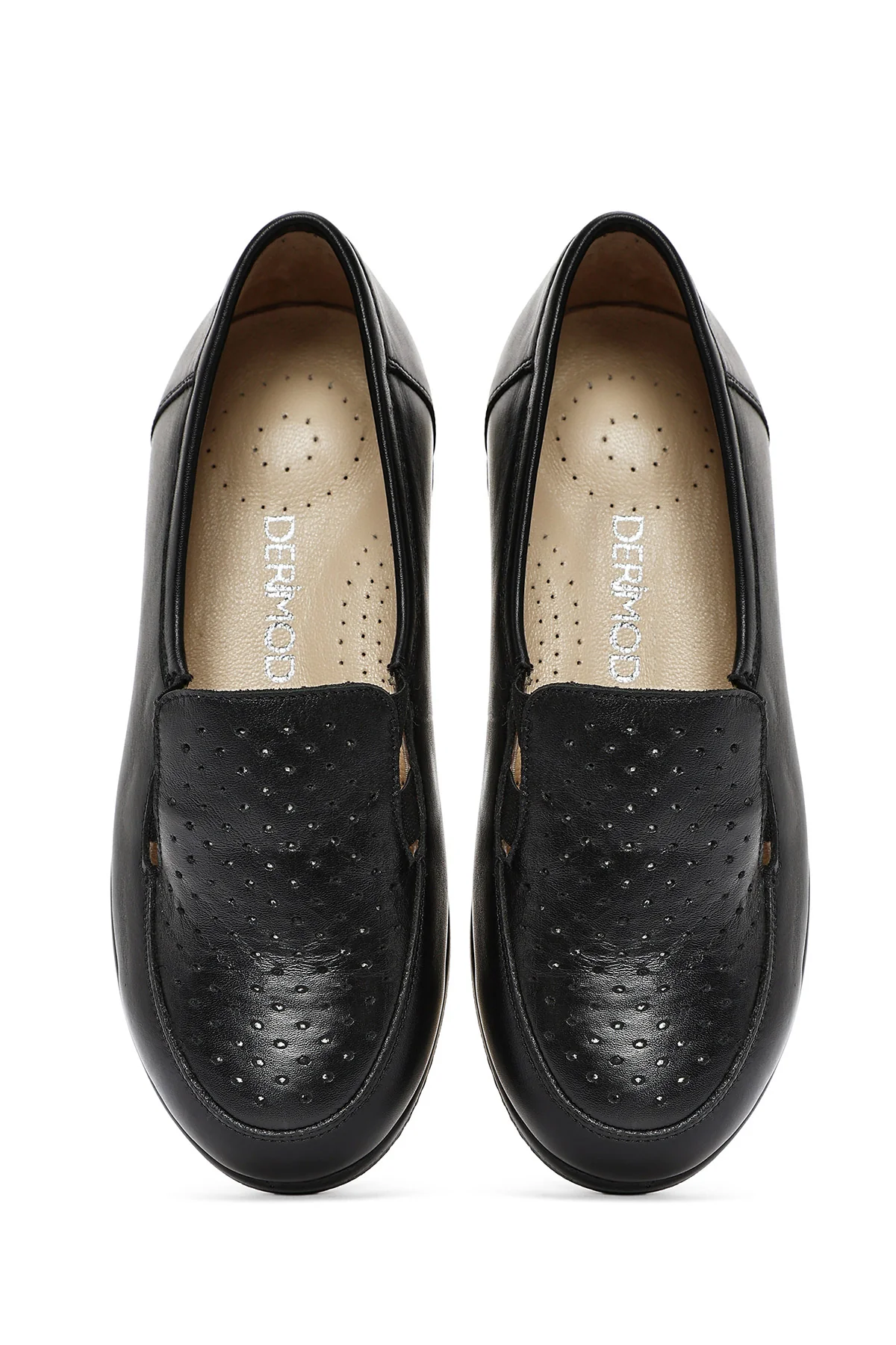 Kadın Siyah Dolgu Topuklu Deri Comfort Loafer - Image 4