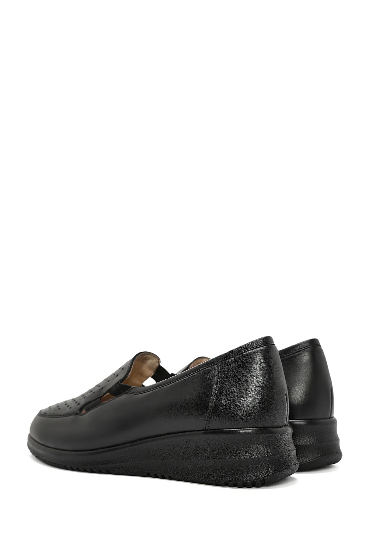 Kadın Siyah Dolgu Topuklu Deri Comfort Loafer - Image 6