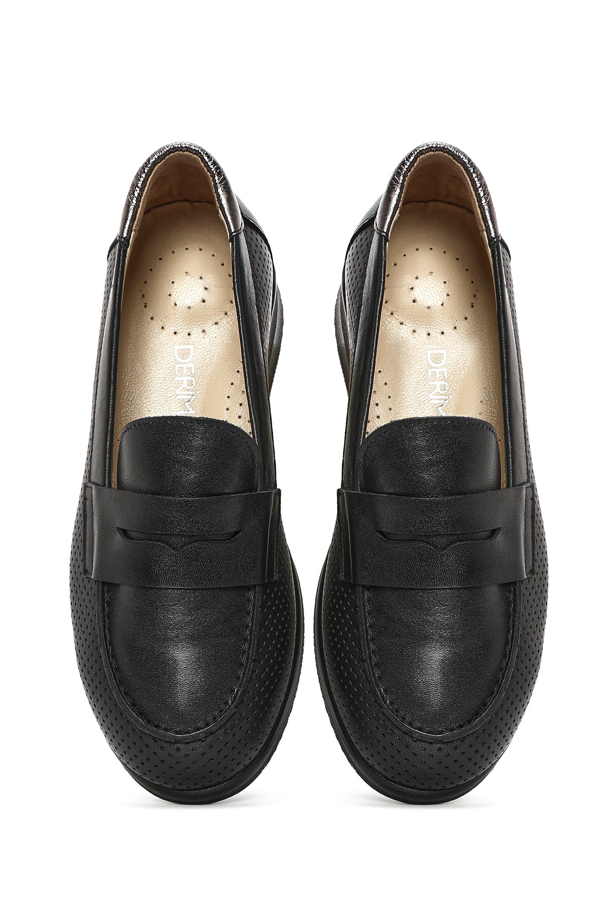 Kadın Siyah Dolgu Topuklu Deri Comfort Loafer - Image 4