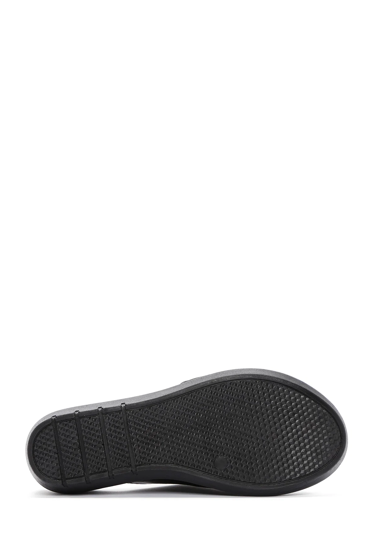 Kadın Siyah Dolgu Topuklu Deri Comfort Terlik - Image 4