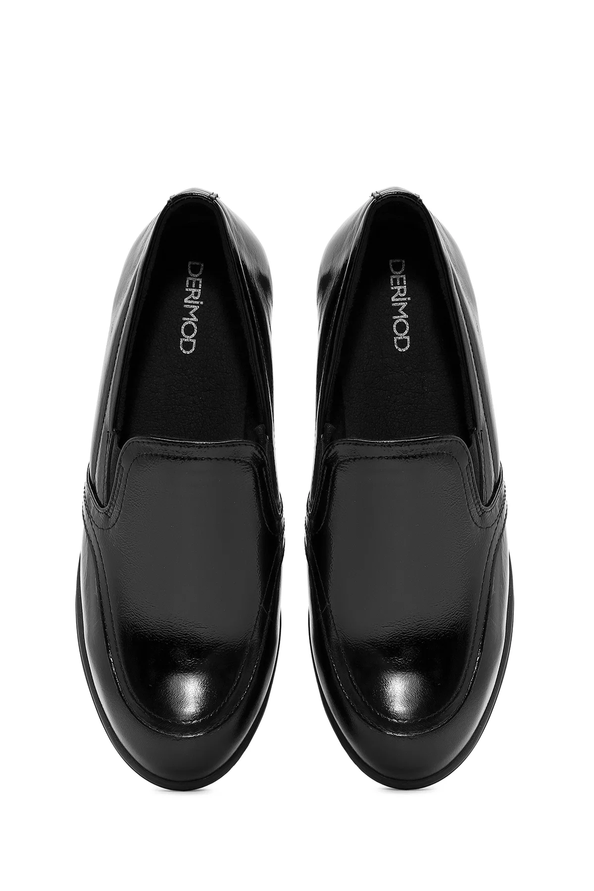 Kadın Siyah Dolgu Topuklu Rugan Deri Comfort Loafer - Image 7