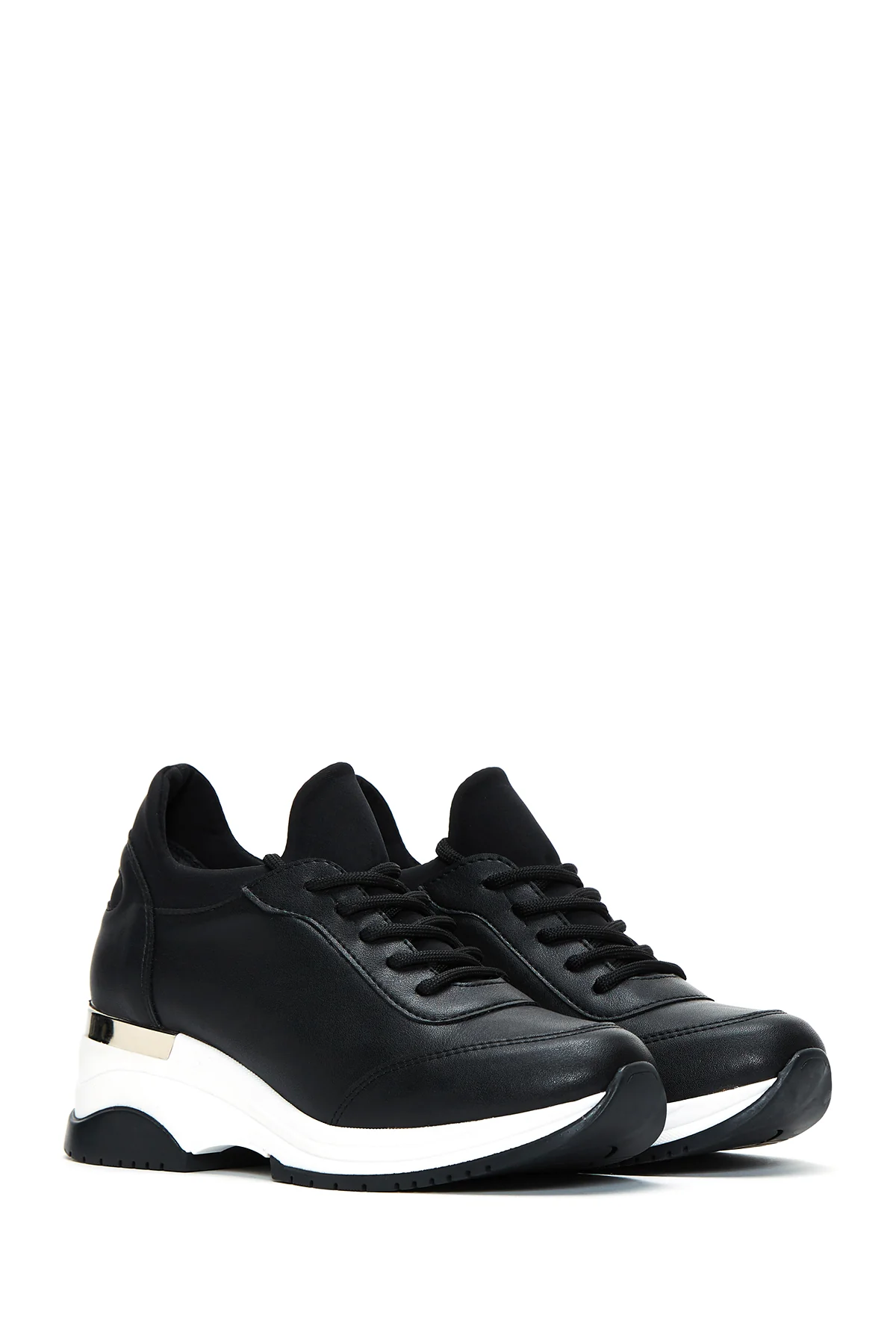 Kadın Siyah Dolgu Topuklu Sneaker - Image 3
