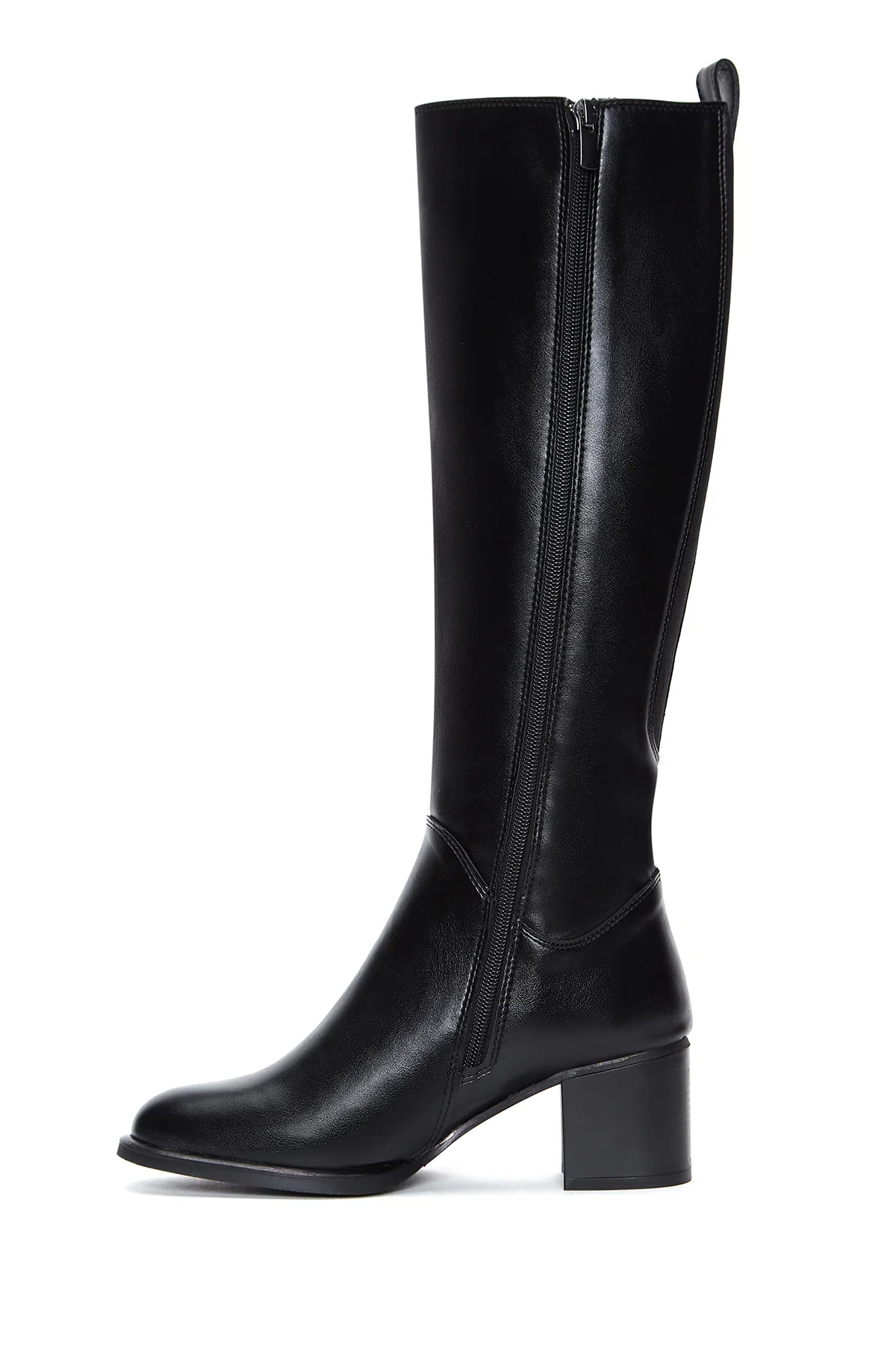 Kadın Siyah Fermuarlı Kalın Topuklu Çizme - Image 4
