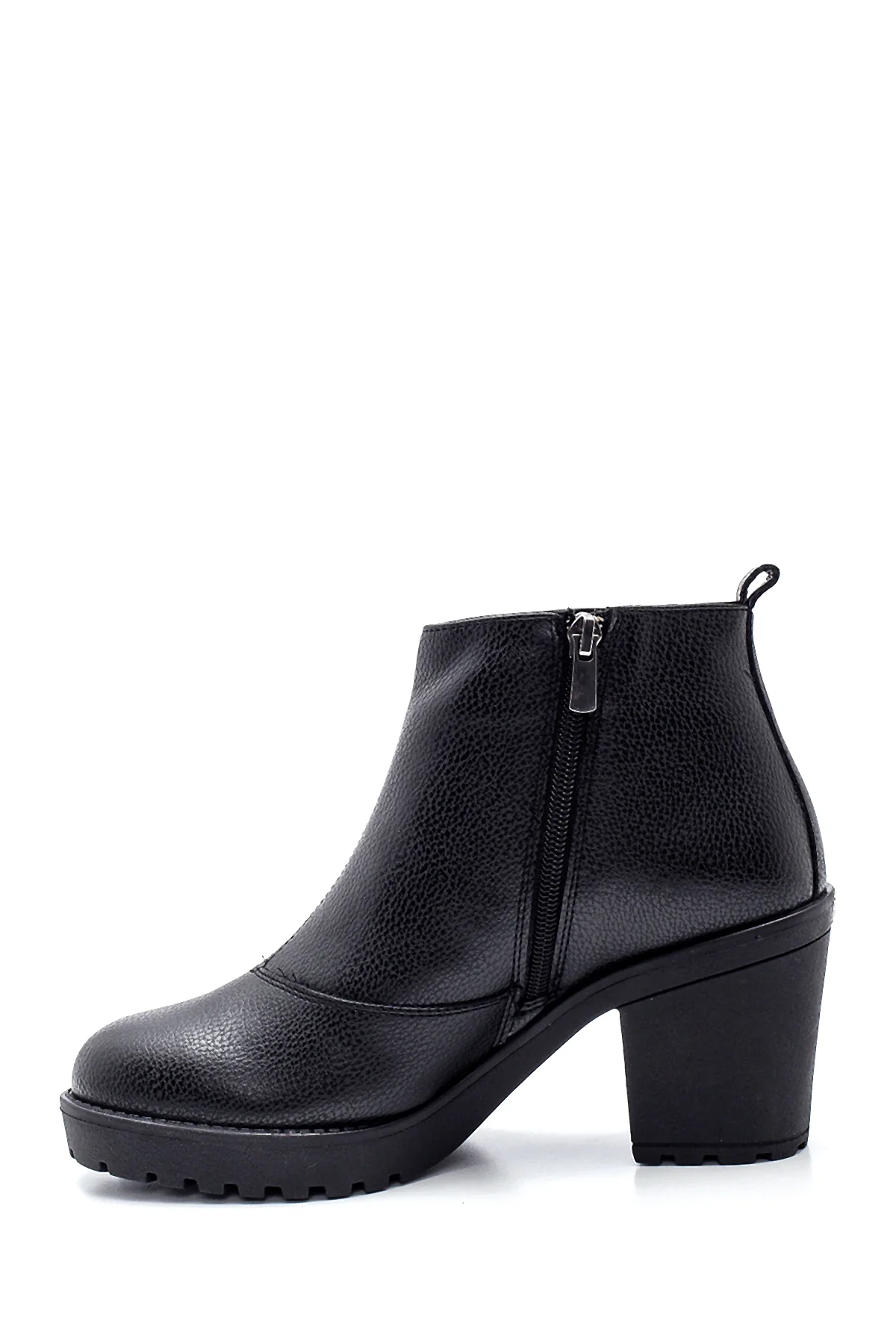 Kadın Siyah Fermuarlı Topuklu Bot - Image 2