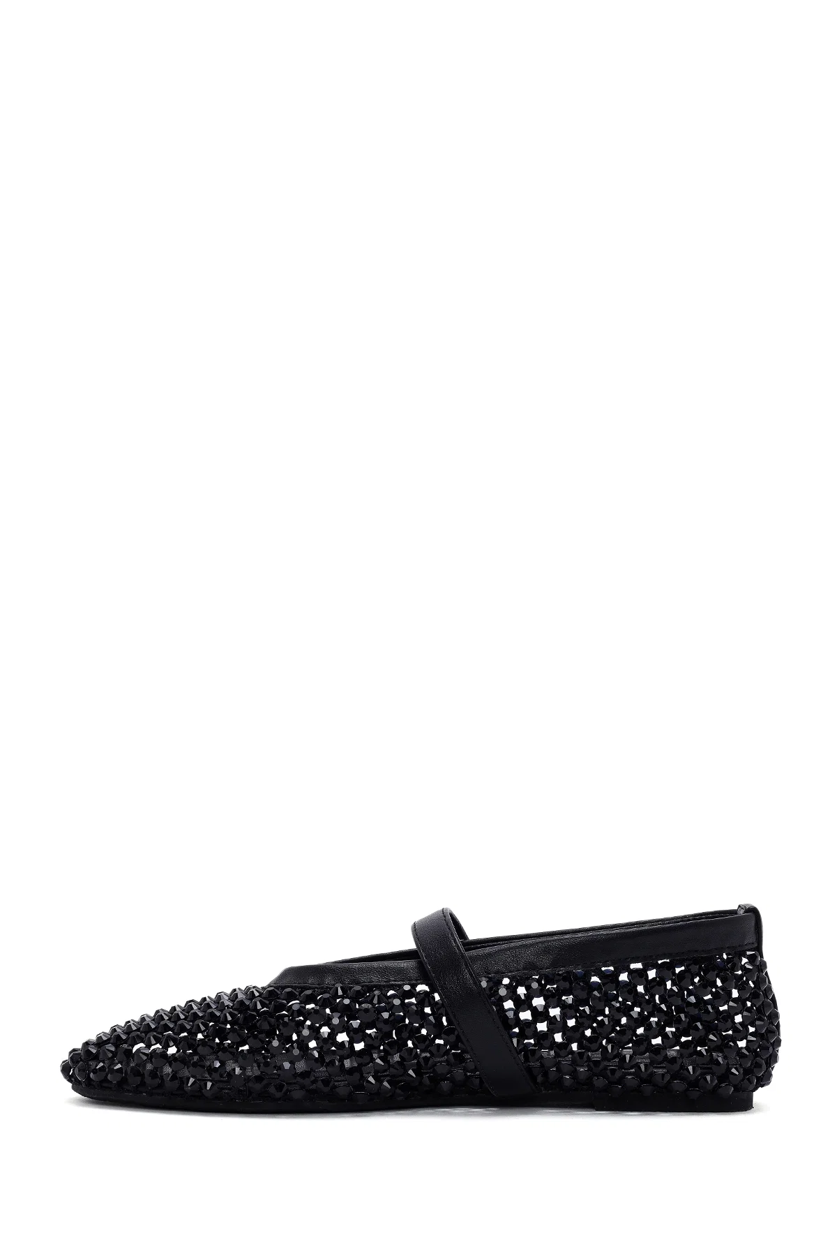 Kadın Siyah Fileli Taşlı Babet - Image 2