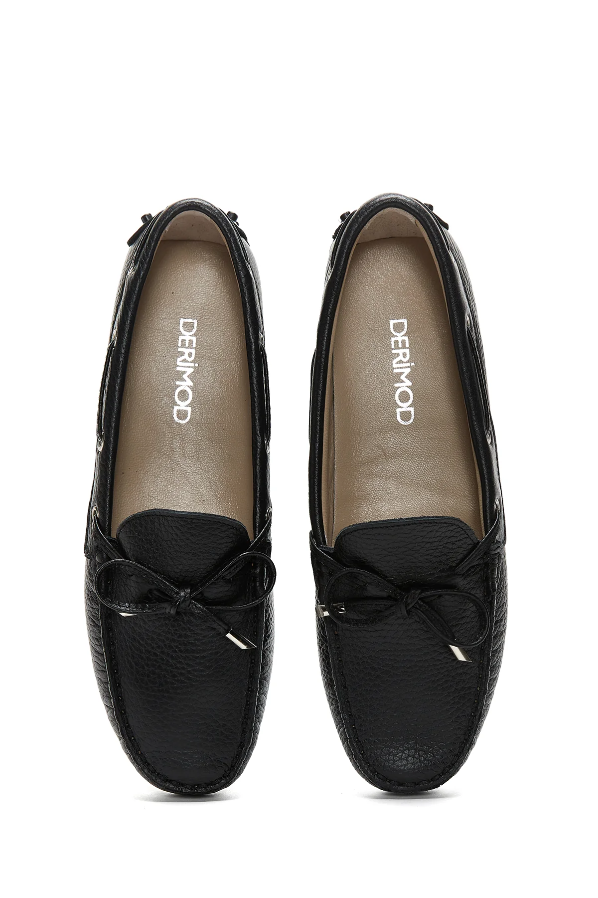 Kadın Siyah Fiyonk Detaylı Deri Loafer - Image 6