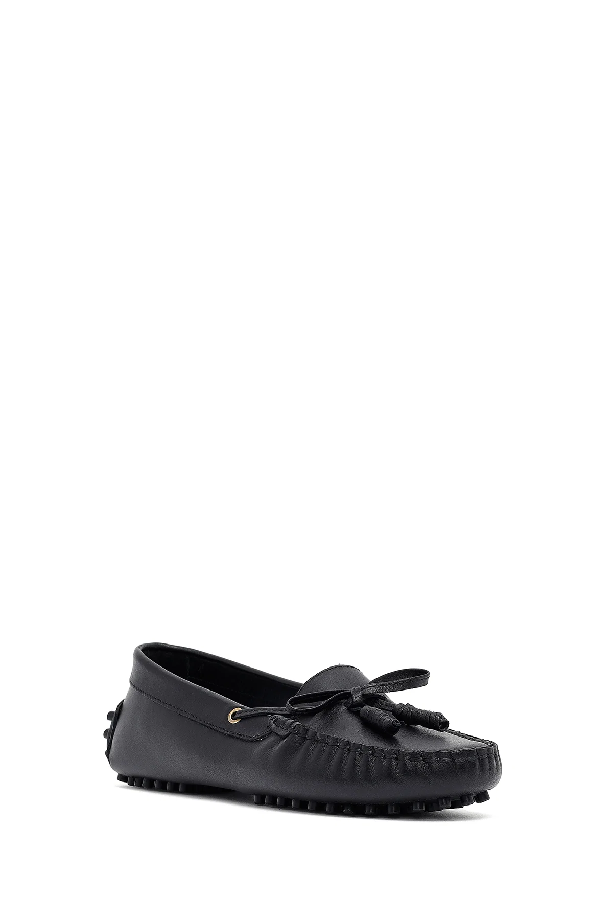 Kadın Siyah Fiyonklu Deri Loafer - Image 6