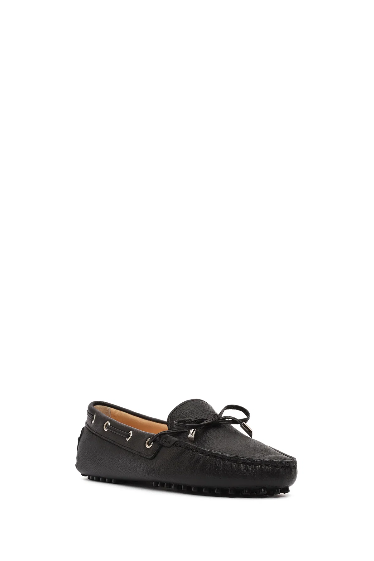 Kadın Siyah Fiyonklu Deri Loafer - Image 6