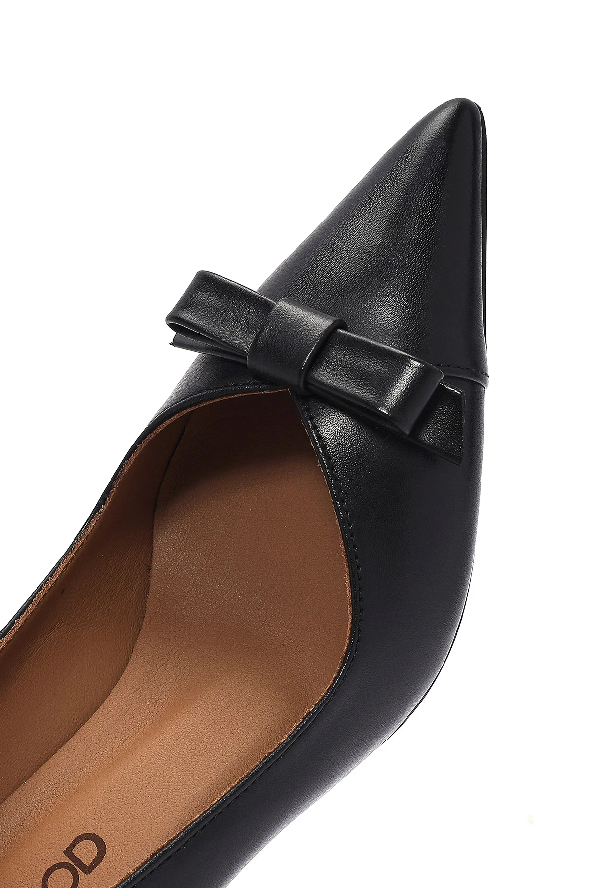 Kadın Siyah İnce Kısa Topuklu Deri Stiletto - Image 9
