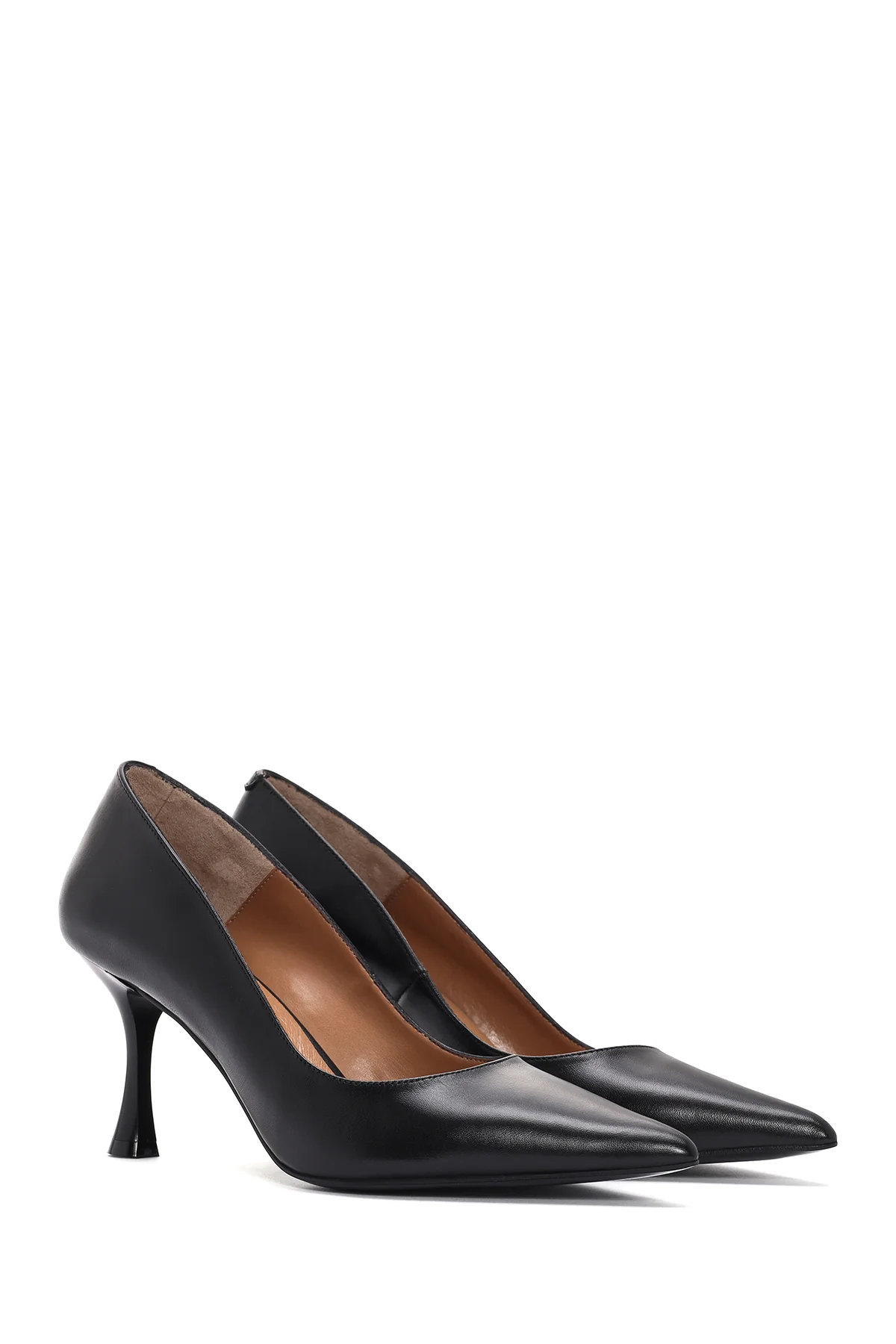 Kadın Siyah İnce Topuklu Deri Stiletto - Image 4