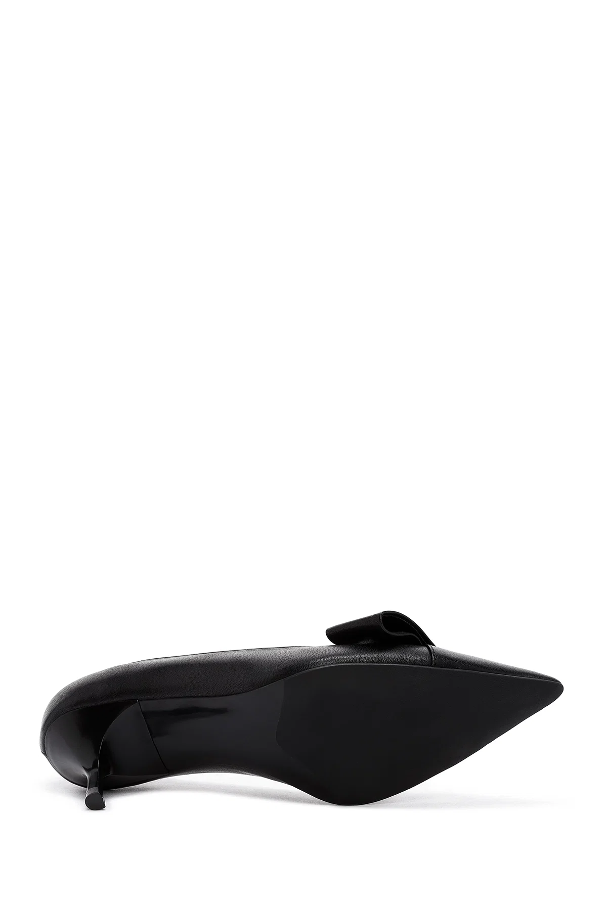 Kadın Siyah İnce Topuklu Deri Stiletto - Image 5